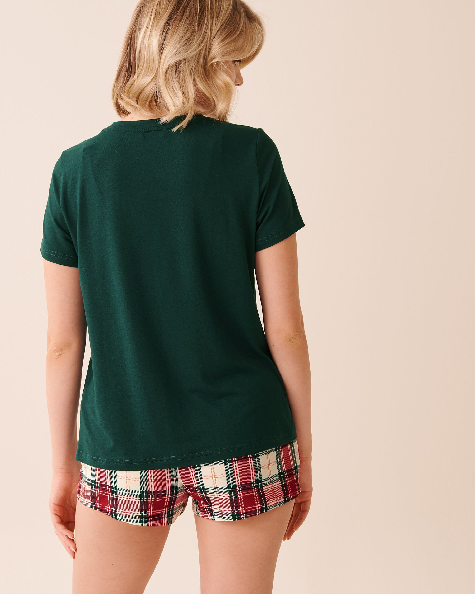 LA VIE EN ROSE Deer Print Super Soft T-shirt Fir Green 40100808 - View2