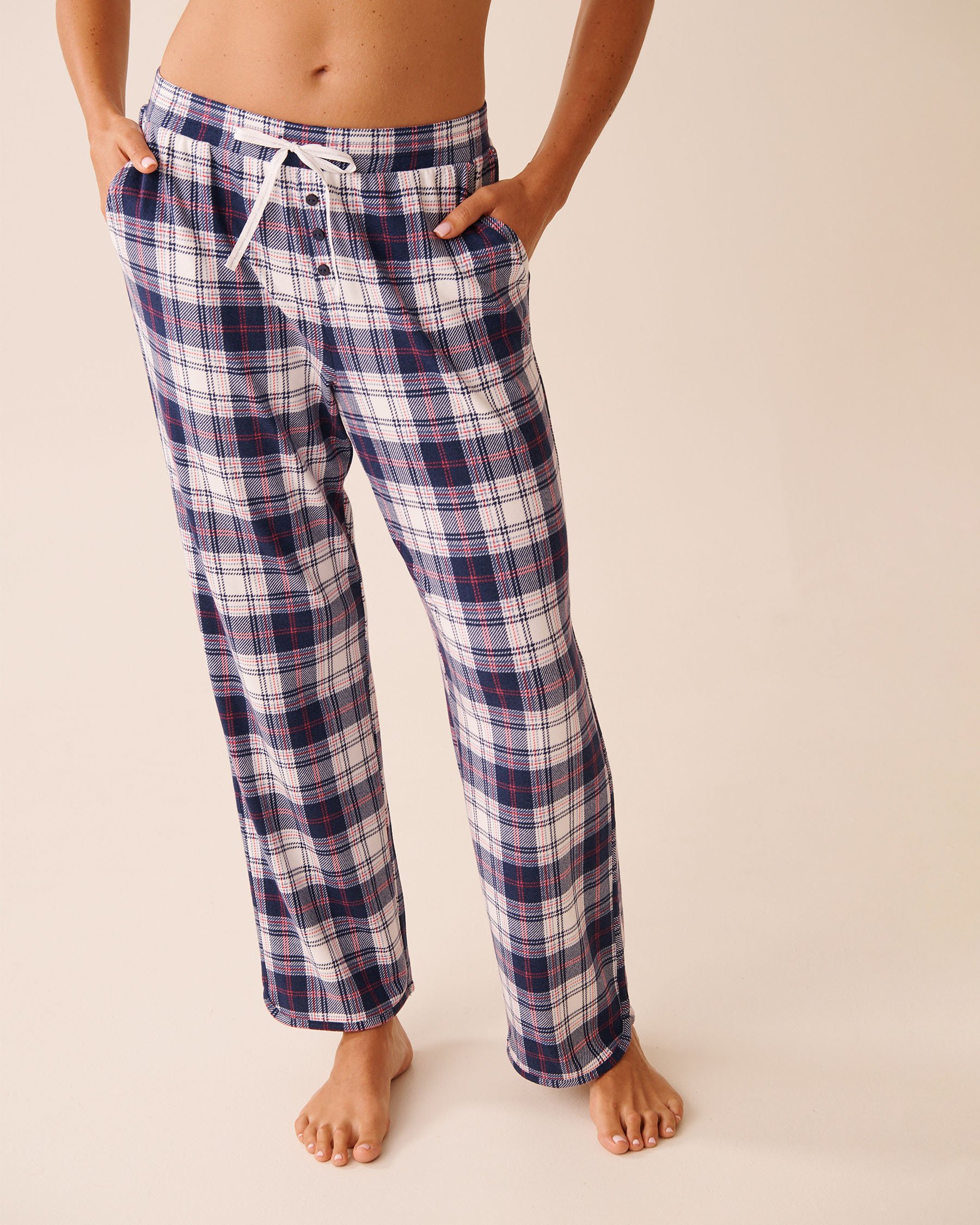 LA VIE EN ROSE Blue Plaid Recycled Fibers Pajama Pants Blue Plaid 40200785 - View1