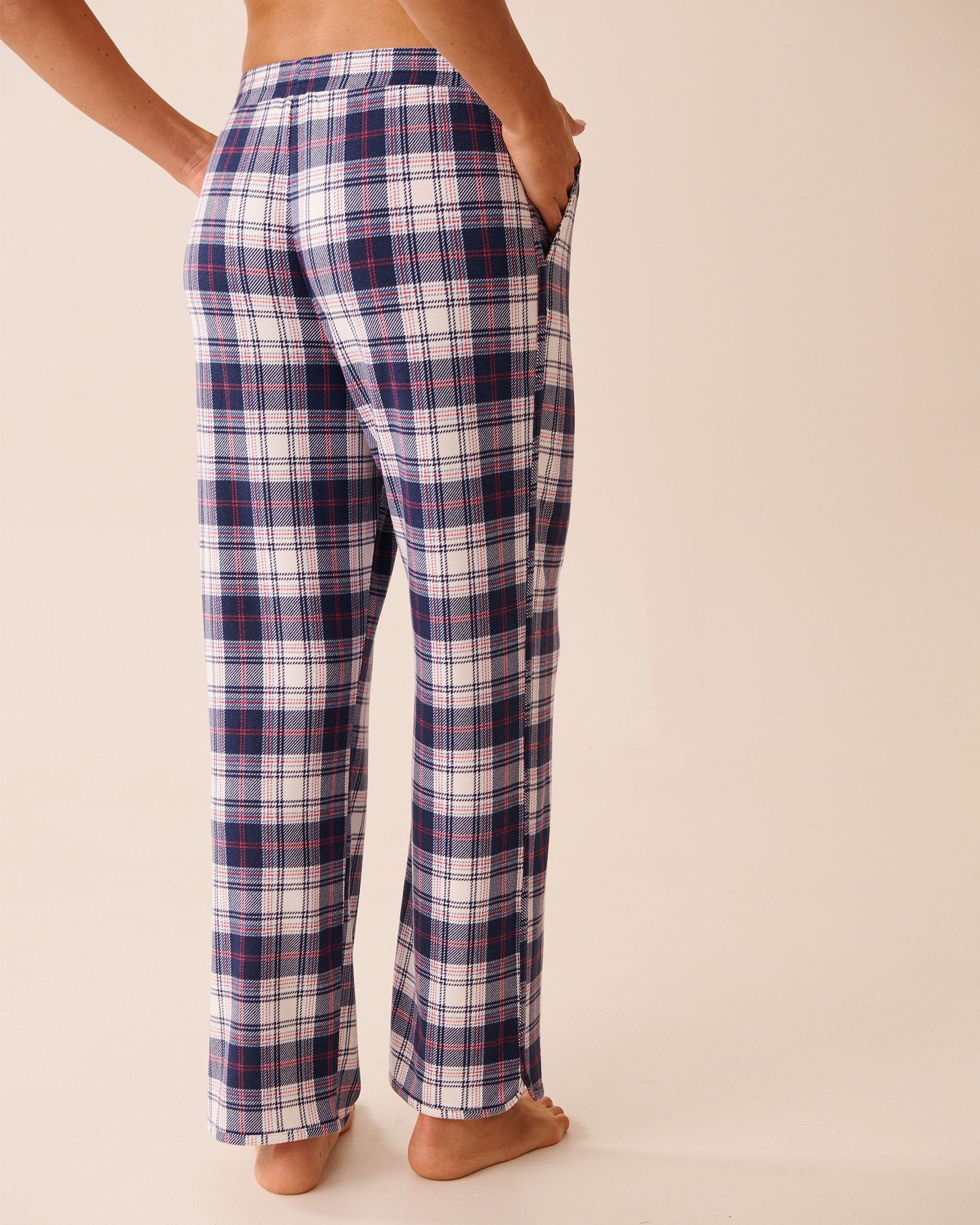 LA VIE EN ROSE Blue Plaid Recycled Fibers Pajama Pants Blue Plaid 40200785 - View2
