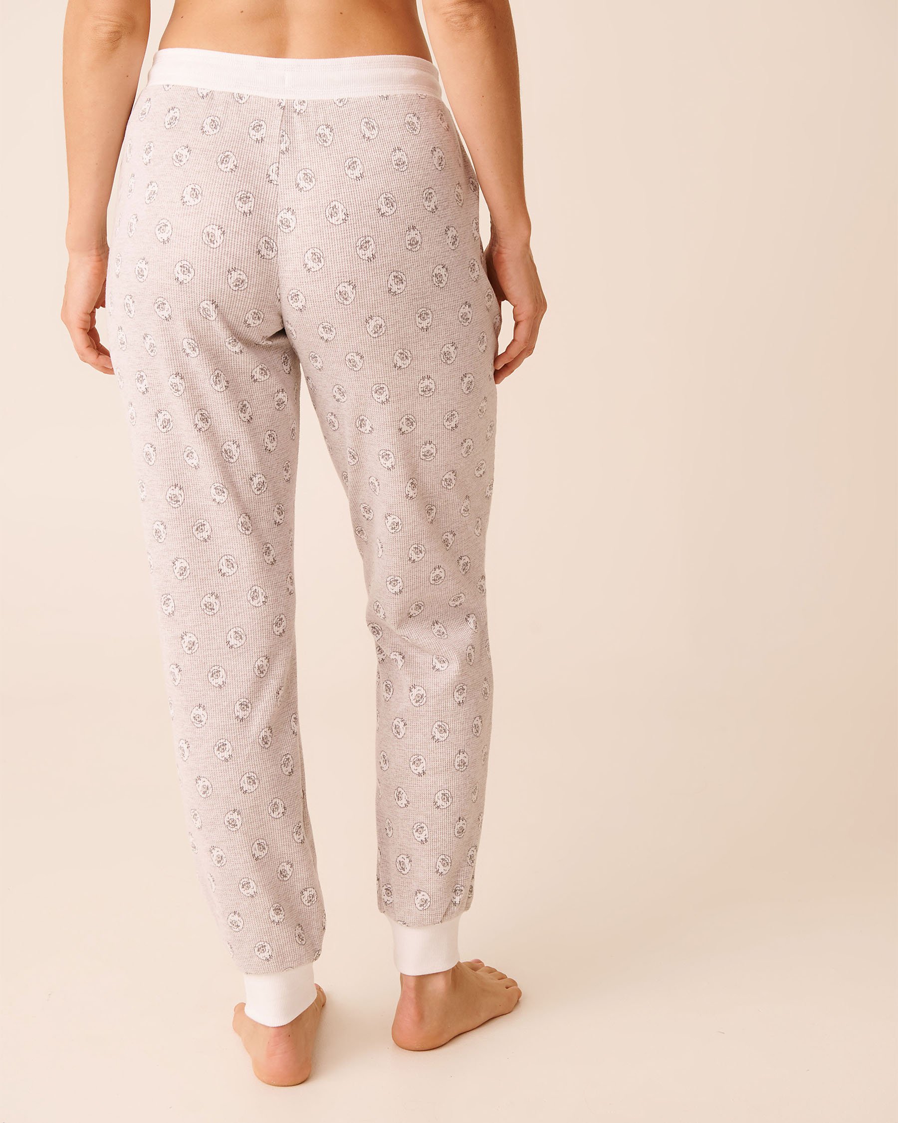 LA VIE EN ROSE Sheep Print Waffle Knit Jogger Pajama Pants Light Grey/Sheep 40200789 - View2