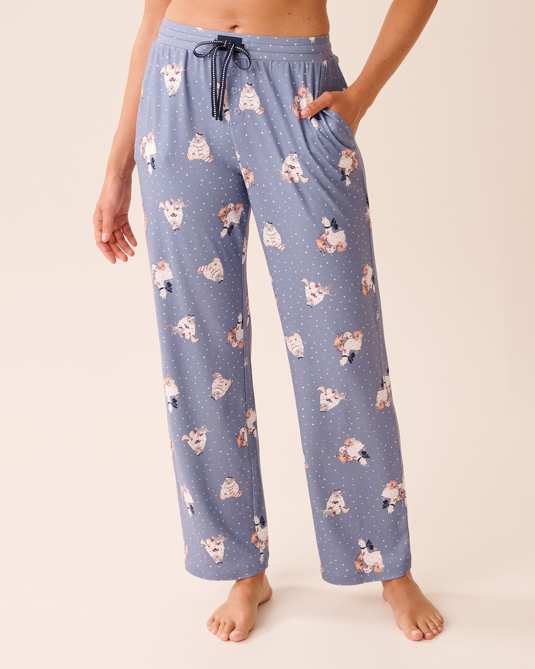 LA VIE EN ROSE Farm Friends Print Super Soft Pajama Pants Light Blue/Farm Animals 40200791 - View1
