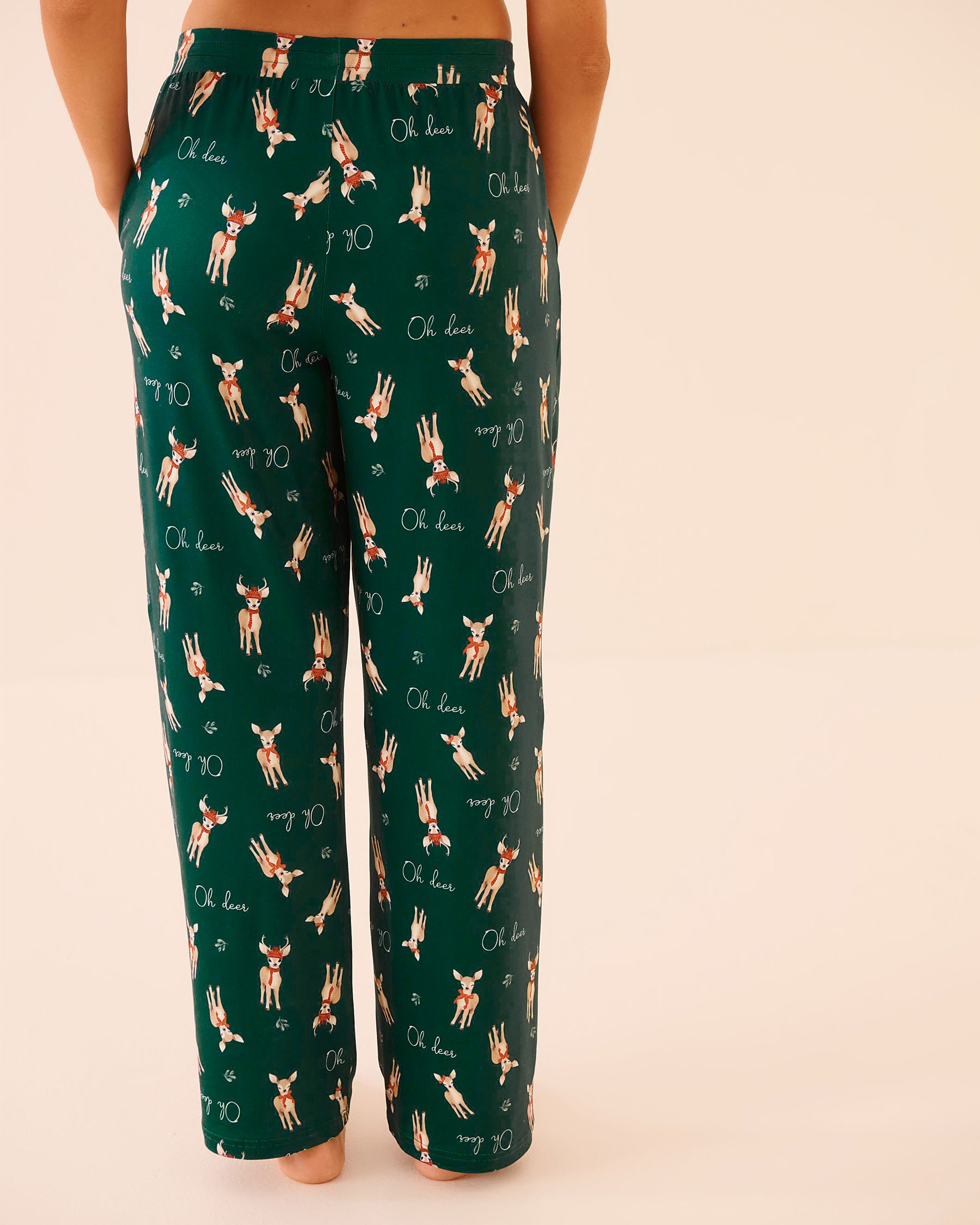 LA VIE EN ROSE Deer Print Super Soft Pajama Pants Fir Green/Deers 40200794 - View4