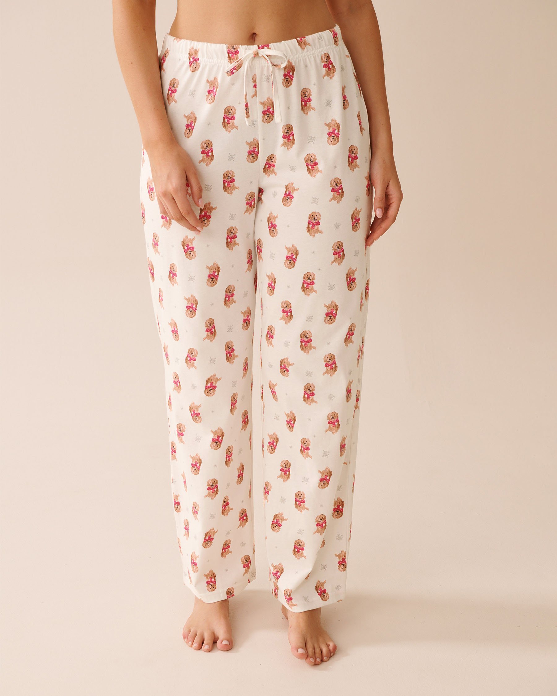 LA VIE EN ROSE Dog Print Cotton PJ Set Red/Dogs 40400087 - View5