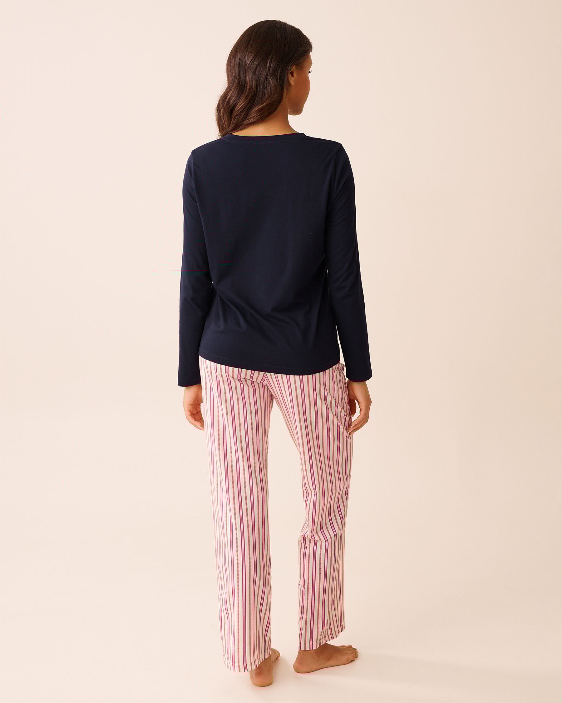 LA VIE EN ROSE Candy Cane Print Cotton PJ Set Blue/Candy Cane 40400087 - View2