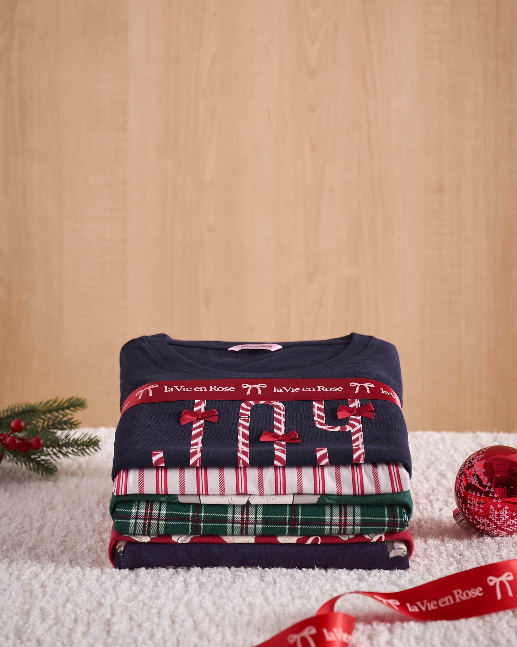 LA VIE EN ROSE Candy Cane Print Cotton PJ Set Blue/Candy Cane 40400087 - View7