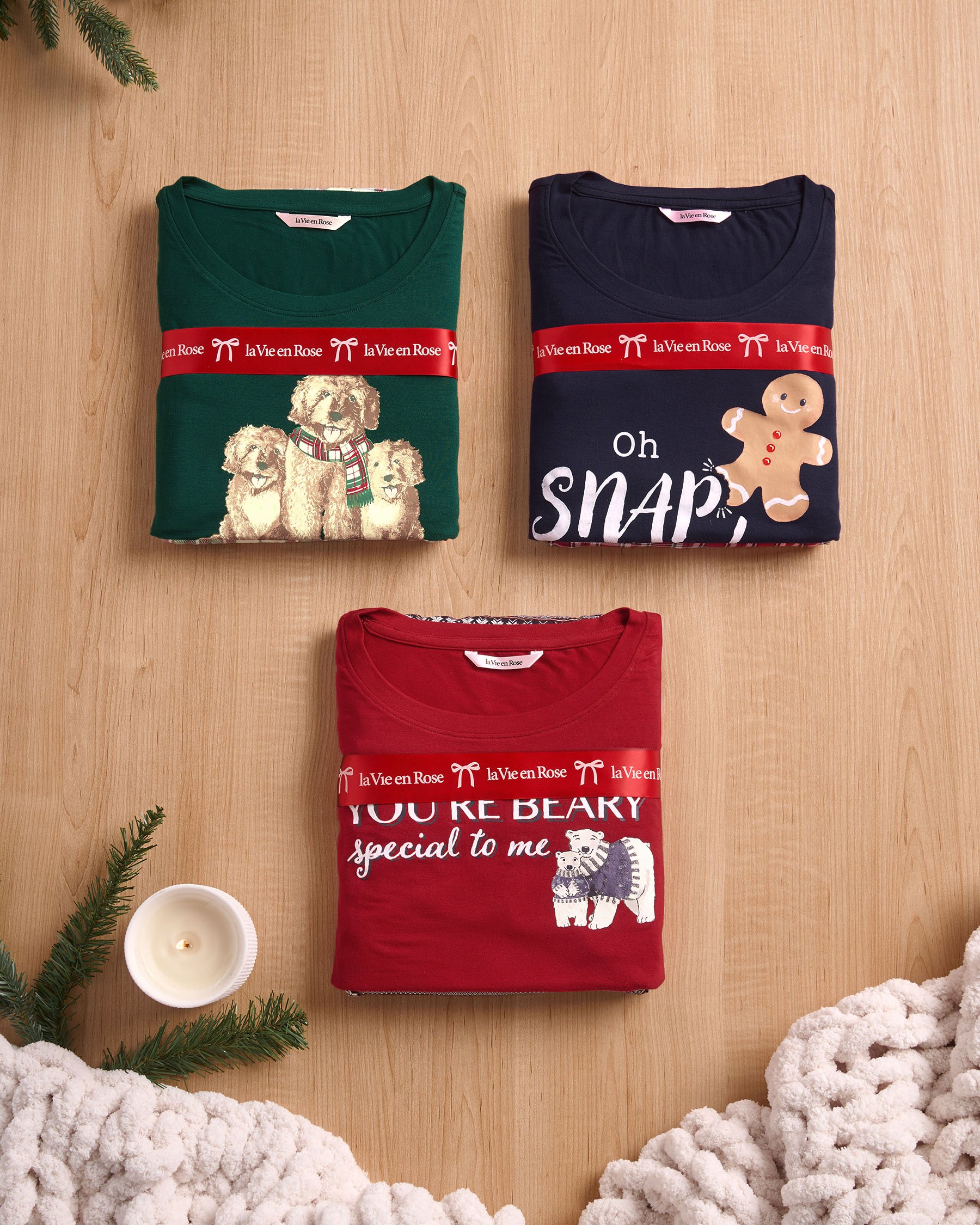 LA VIE EN ROSE Dog Print Long Sleeve PJ Set Green/Dogs 40400088 - View6