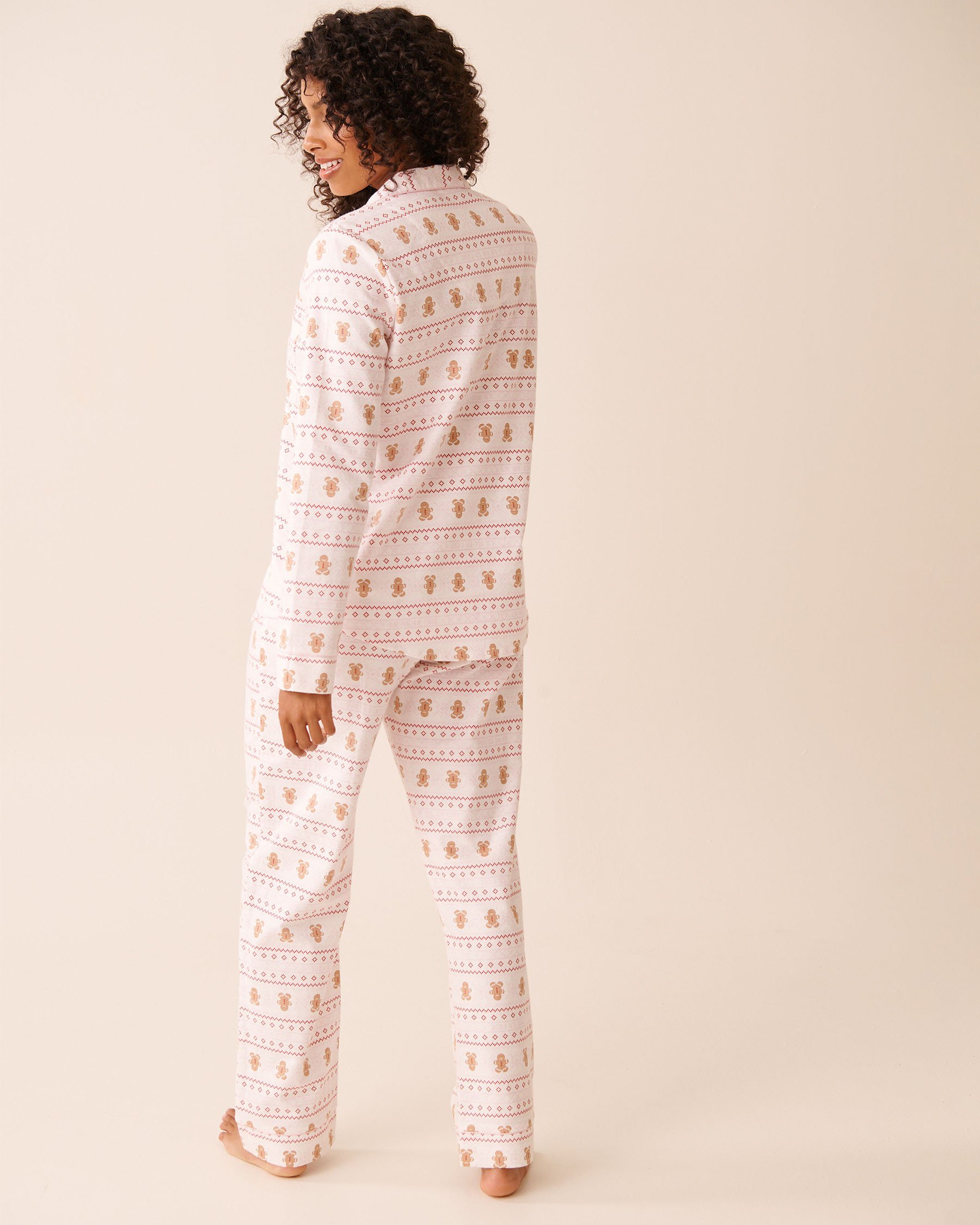 LA VIE EN ROSE Gingerbread Print Flannel PJ Set Fair Isle/Gingerbread 40400089 - View2
