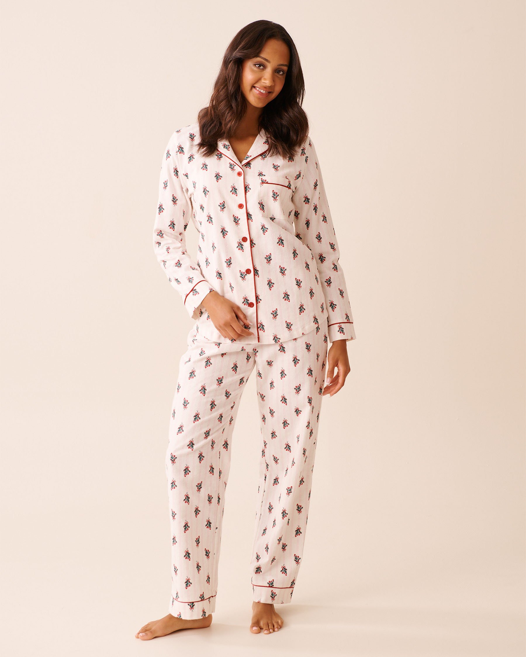 LA VIE EN ROSE Ensemble pyjama en flanelle imprimé bouquet de fleurs Blanc/Bouquets de fleurs 40400089 - Voir3