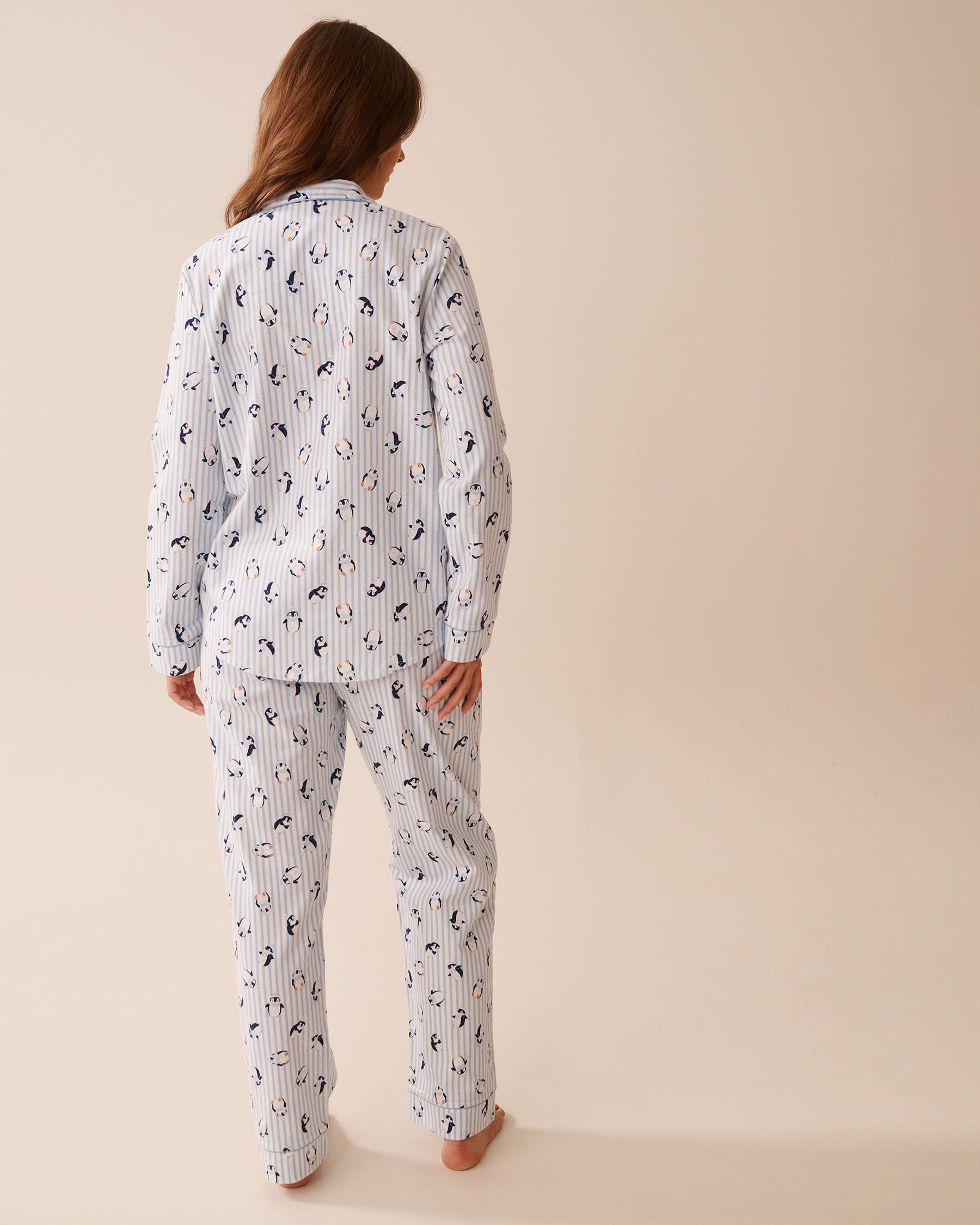 LA VIE EN ROSE Ensemble pyjama en flanelle imprimé pingouin Rayures bleues/Pingouins 40400089 - View2