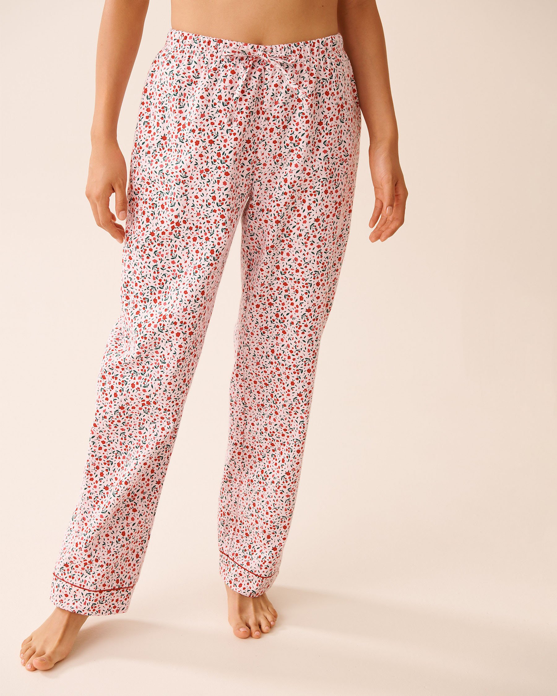 LA VIE EN ROSE Red Floral Print Flannel PJ Set Red Floral 40400089 - View4