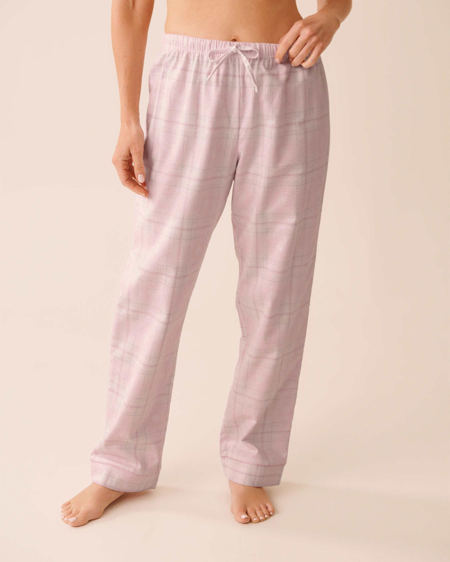 LA VIE EN ROSE Pink Plaid Flannel PJ Set Light Pink Plaid 40400089 - View4