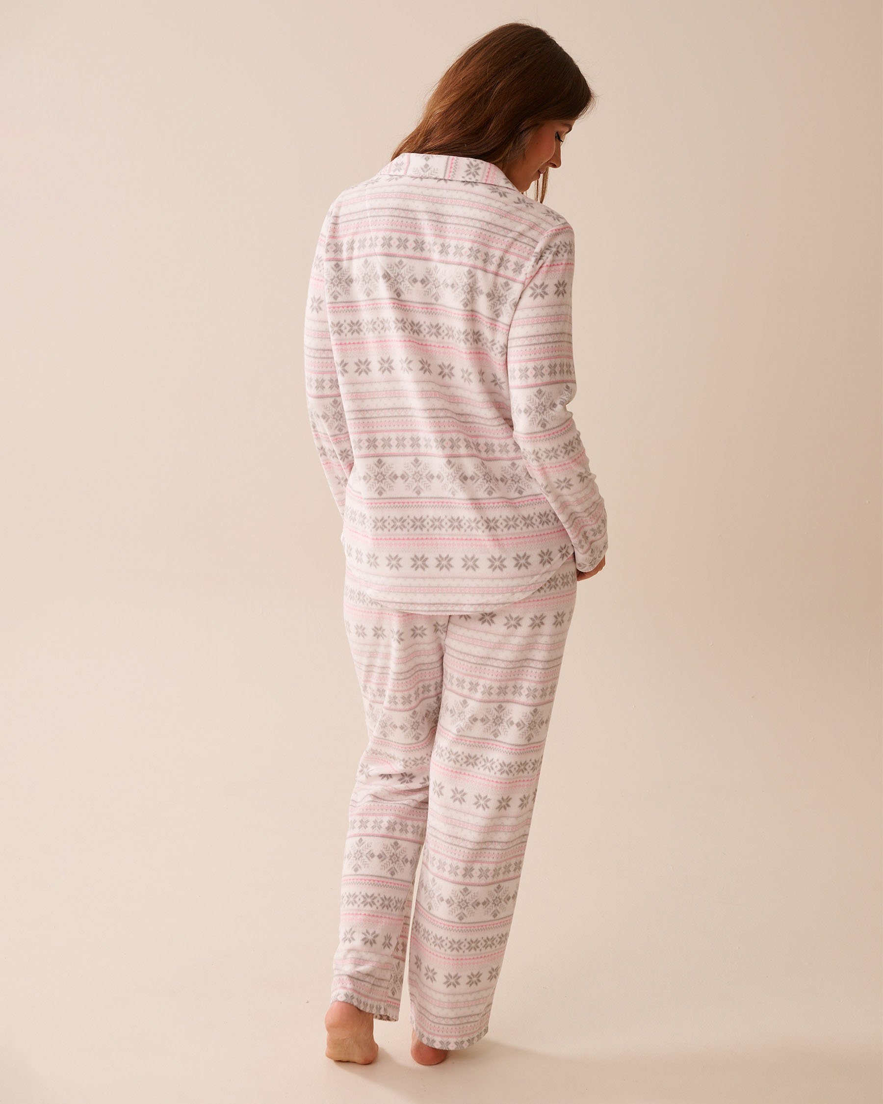 LA VIE EN ROSE Fair Isle Print Microfleece PJ Set Light Pink Fair Isle 40400090 - View2