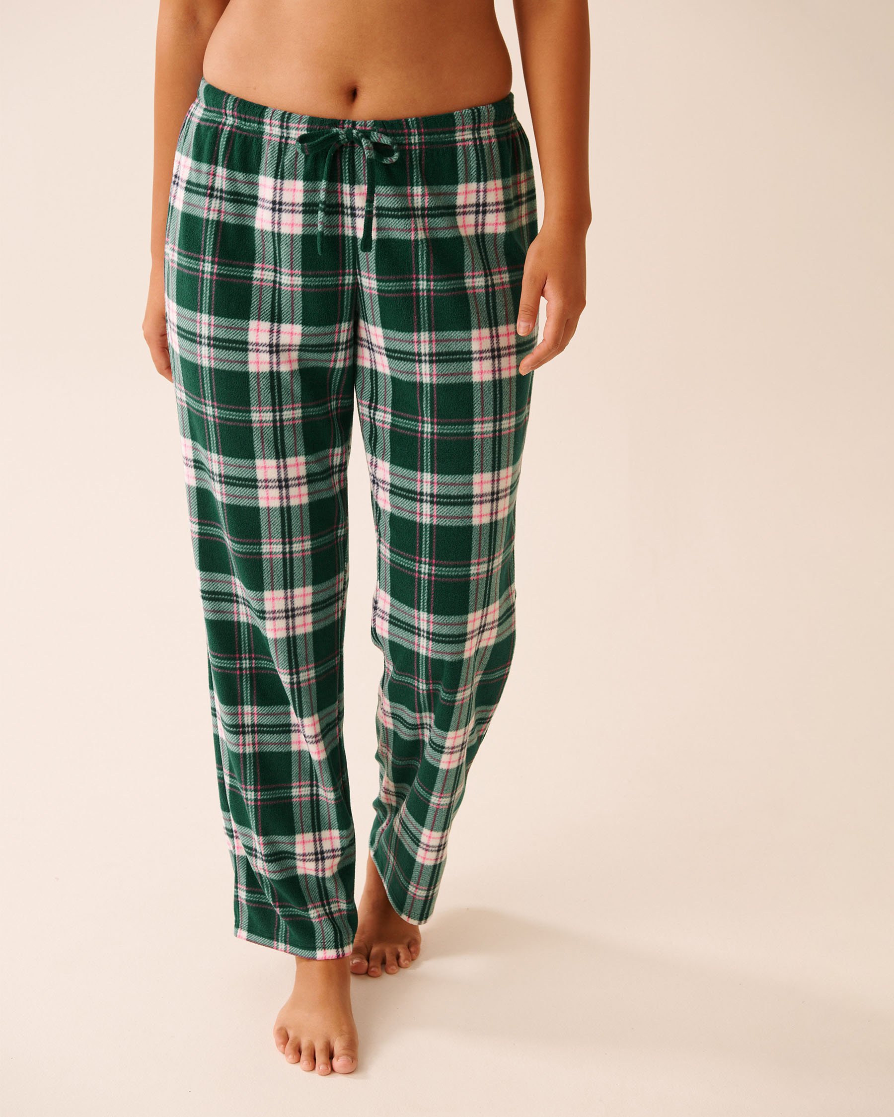 LA VIE EN ROSE Green Plaid Microfleece PJ Set Green Plaid 40400090 - View4