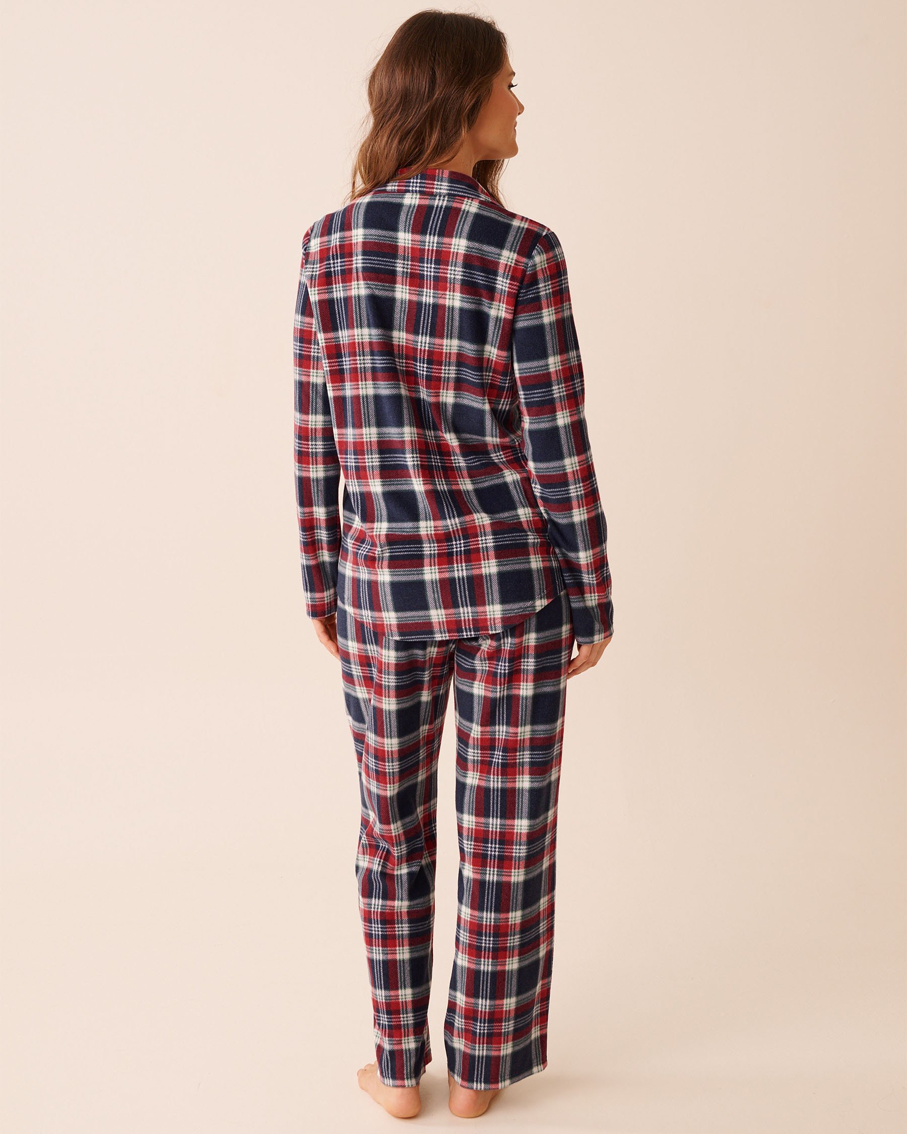 LA VIE EN ROSE Blue Plaid Microfleece PJ Set Red & Blue Plaid 40400090 - View2