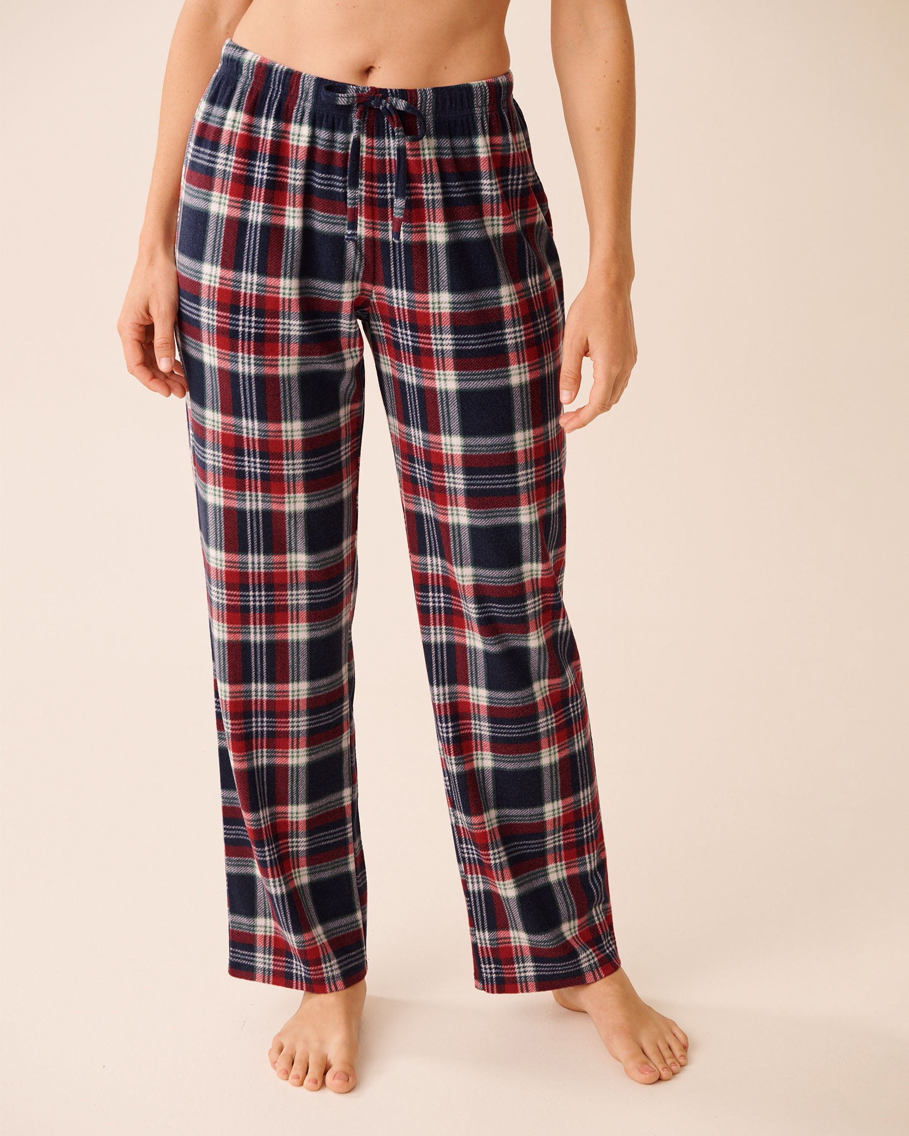 LA VIE EN ROSE Blue Plaid Microfleece PJ Set Red & Blue Plaid 40400090 - View4