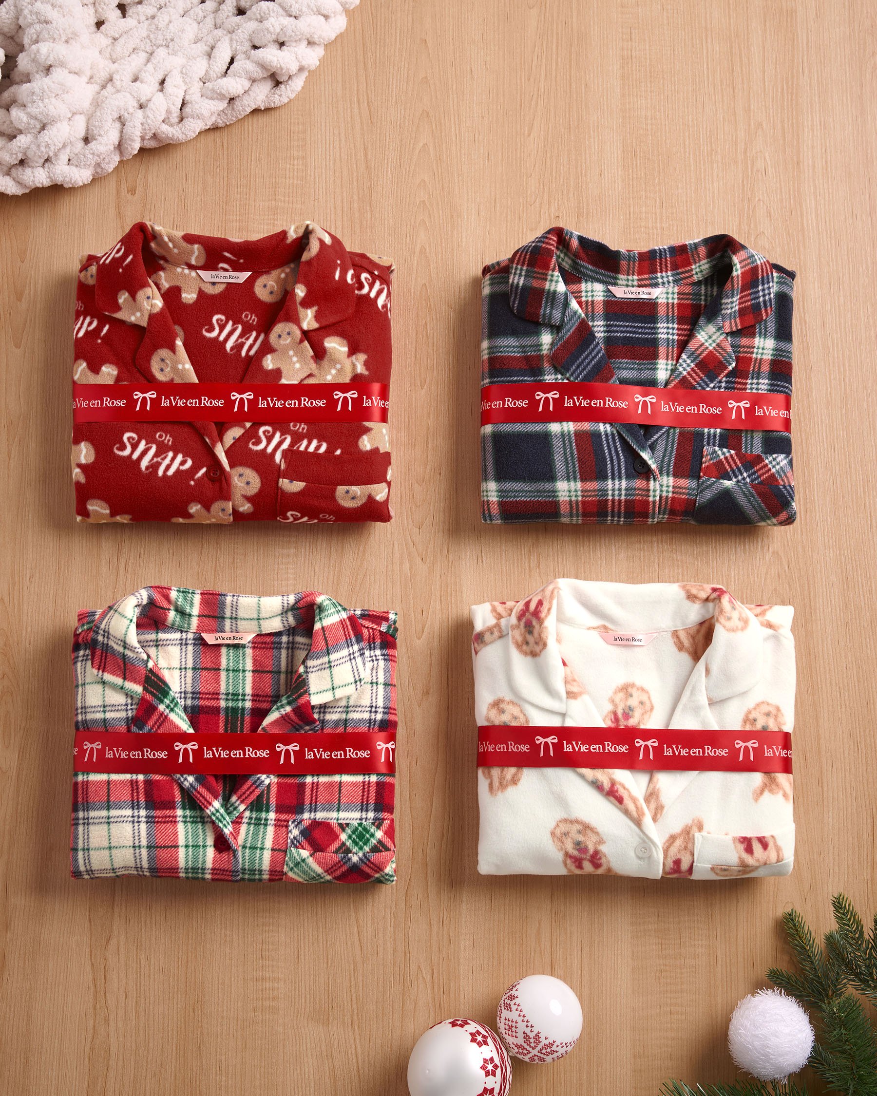 LA VIE EN ROSE Blue Plaid Microfleece PJ Set Red & Blue Plaid 40400090 - View7