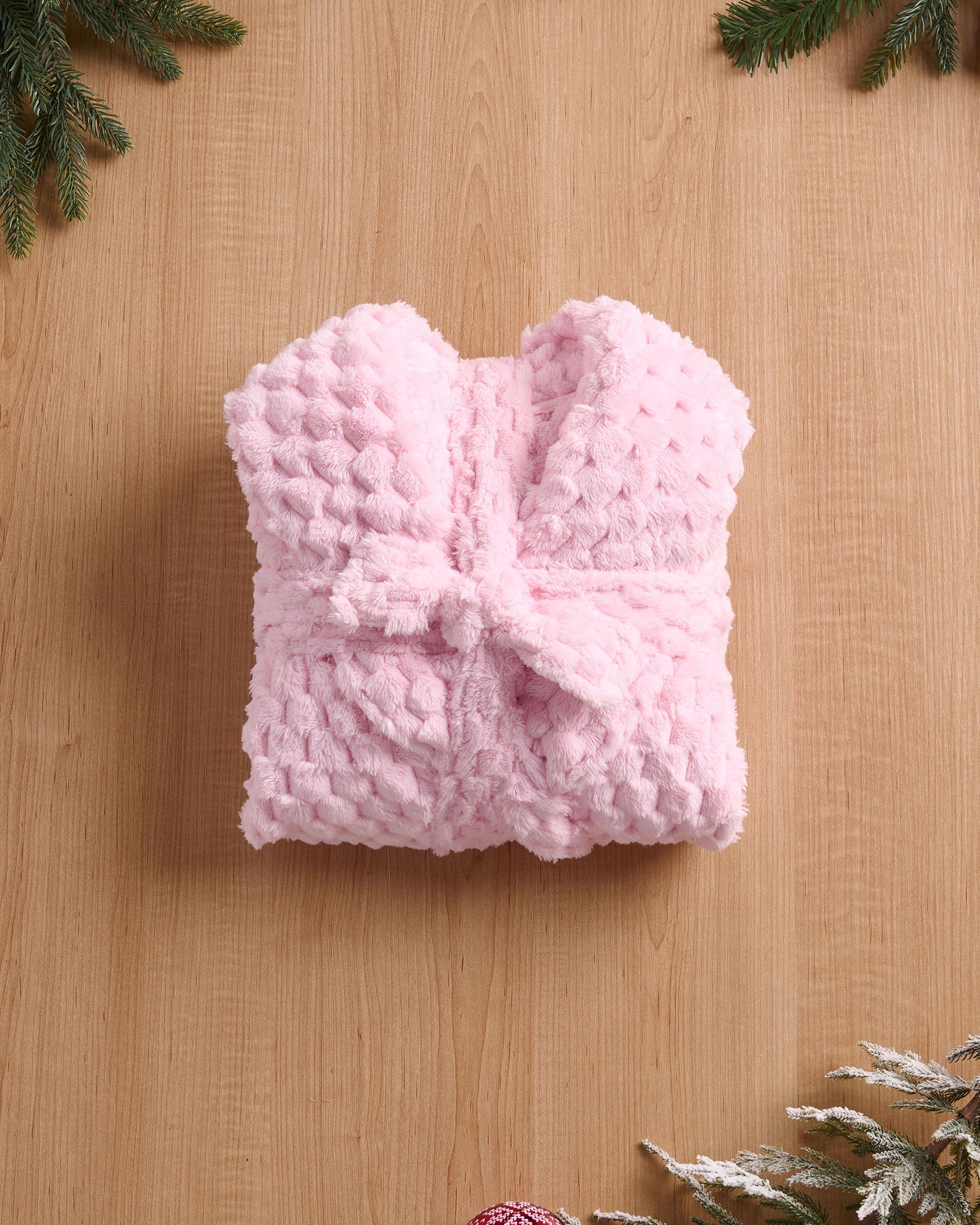 LA VIE EN ROSE Soft Plush Quilted Effect Robe Pastel Pink 40600219 - View5