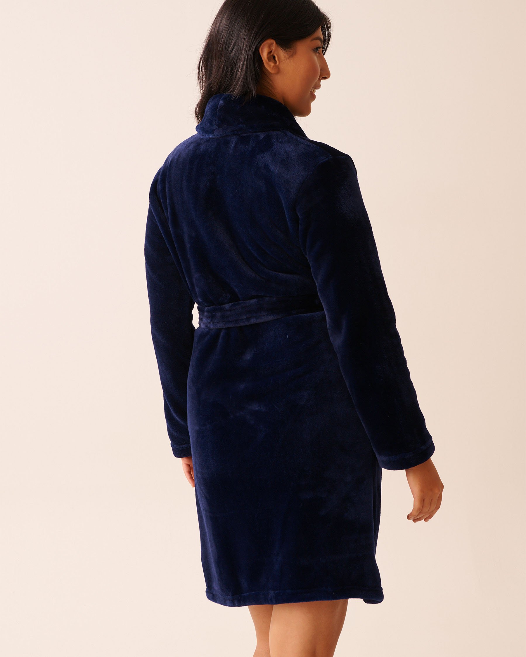 LA VIE EN ROSE Soft Plush Robe Evening Blue 40600222 - View2