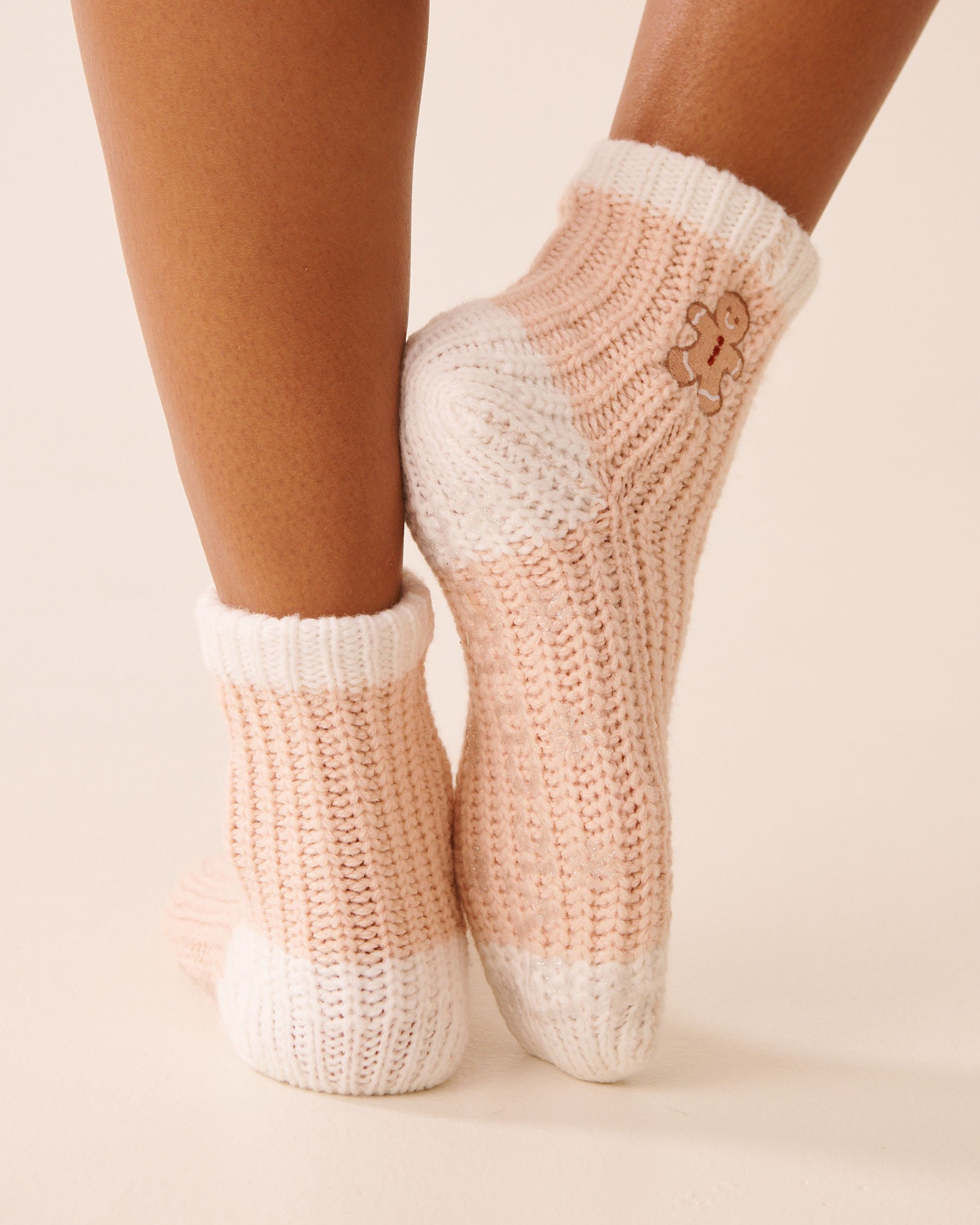 LA VIE EN ROSE Embroidered Gingerbread Socks Beige/Gingerbread 40700423 - View3