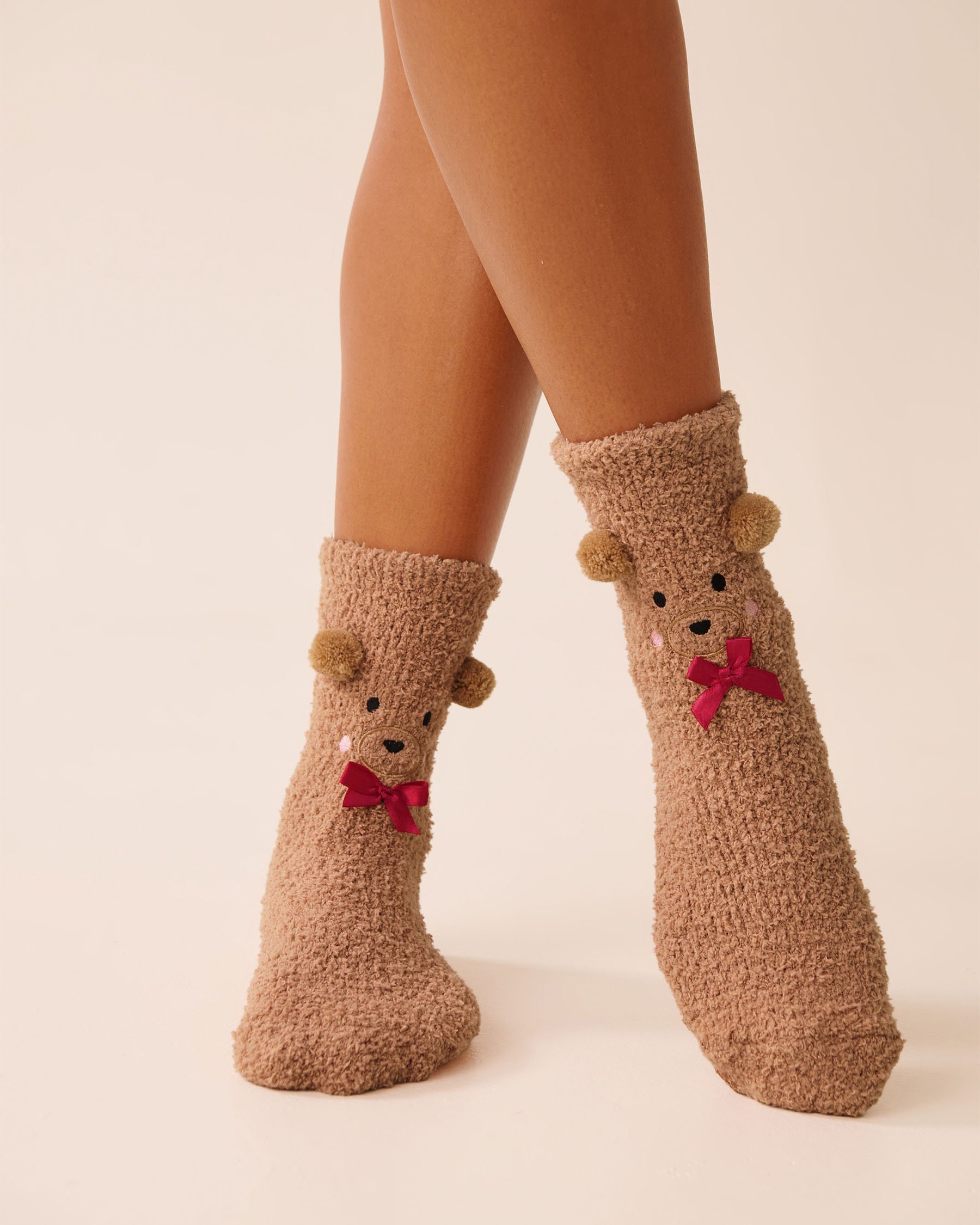 LA VIE EN ROSE Plush Dog Socks Light Brown/Dog 40700425 - View2