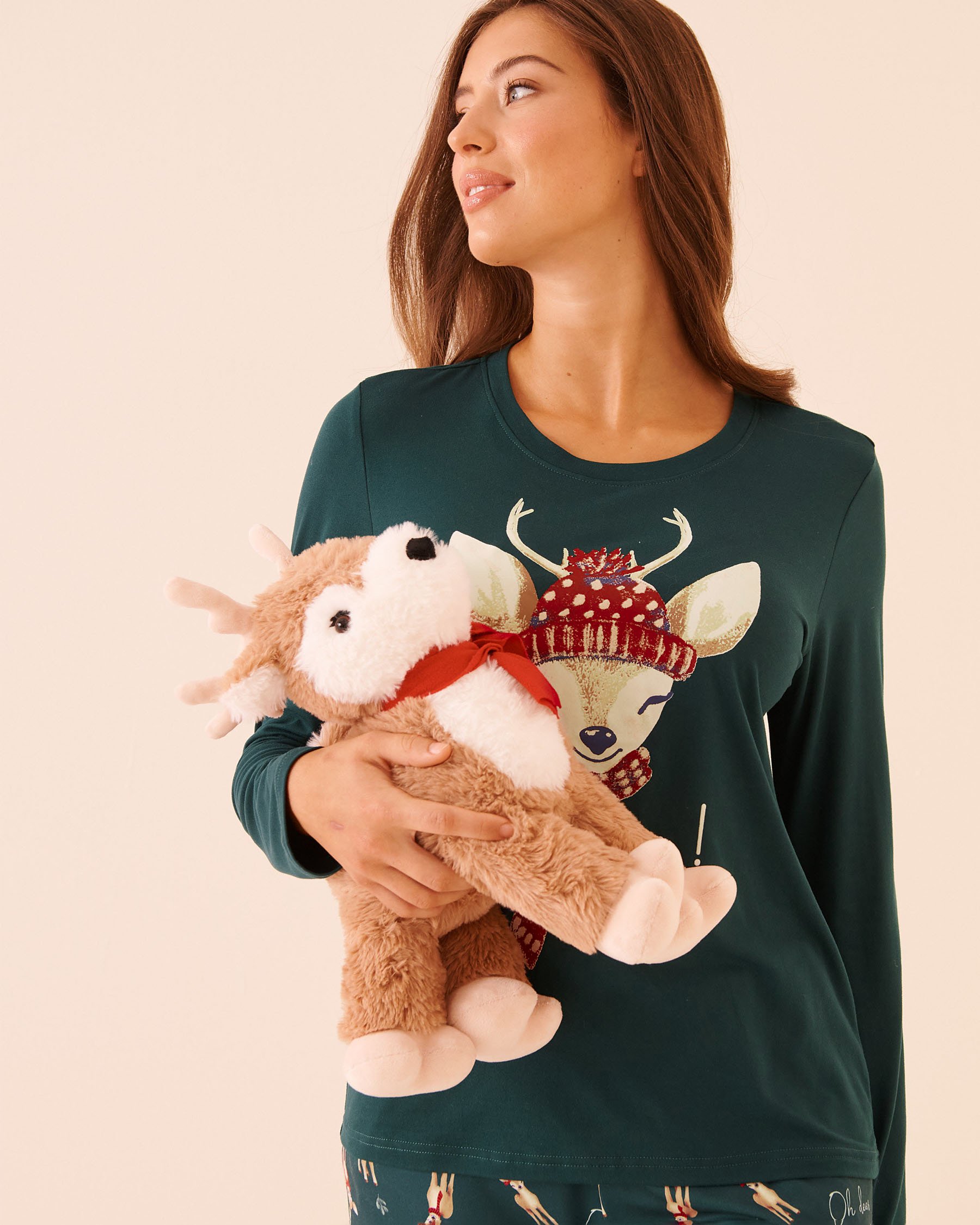 LA VIE EN ROSE Peluche cerf Brun clair 40700436 - Voir3