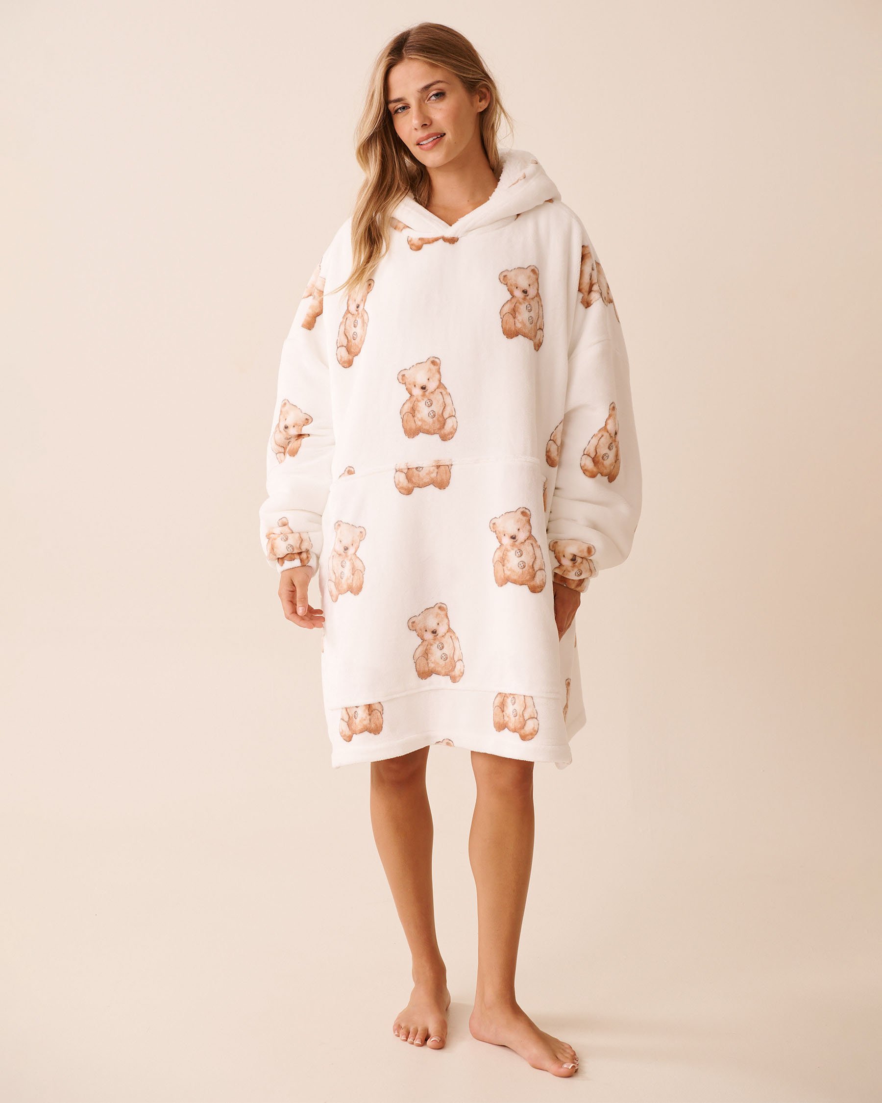 LA VIE EN ROSE Chandail surdimensionné en peluche douce motif ourson Blanc/Oursons 40700444 - View1