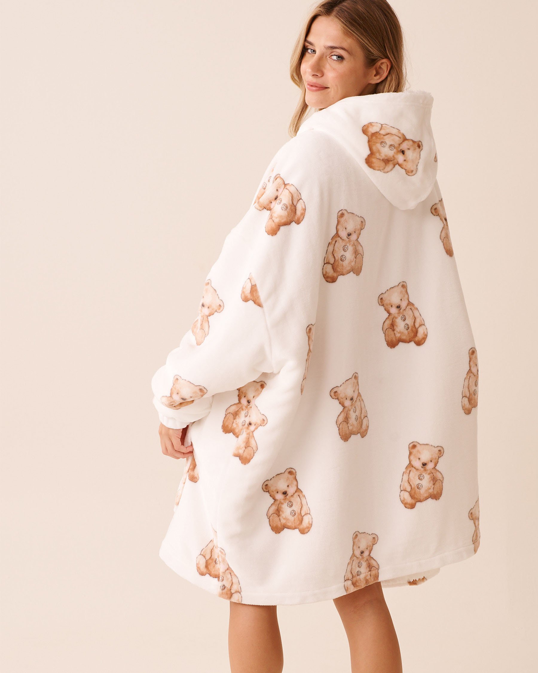 LA VIE EN ROSE Chandail surdimensionné en peluche douce motif ourson Blanc/Oursons 40700444 - View2