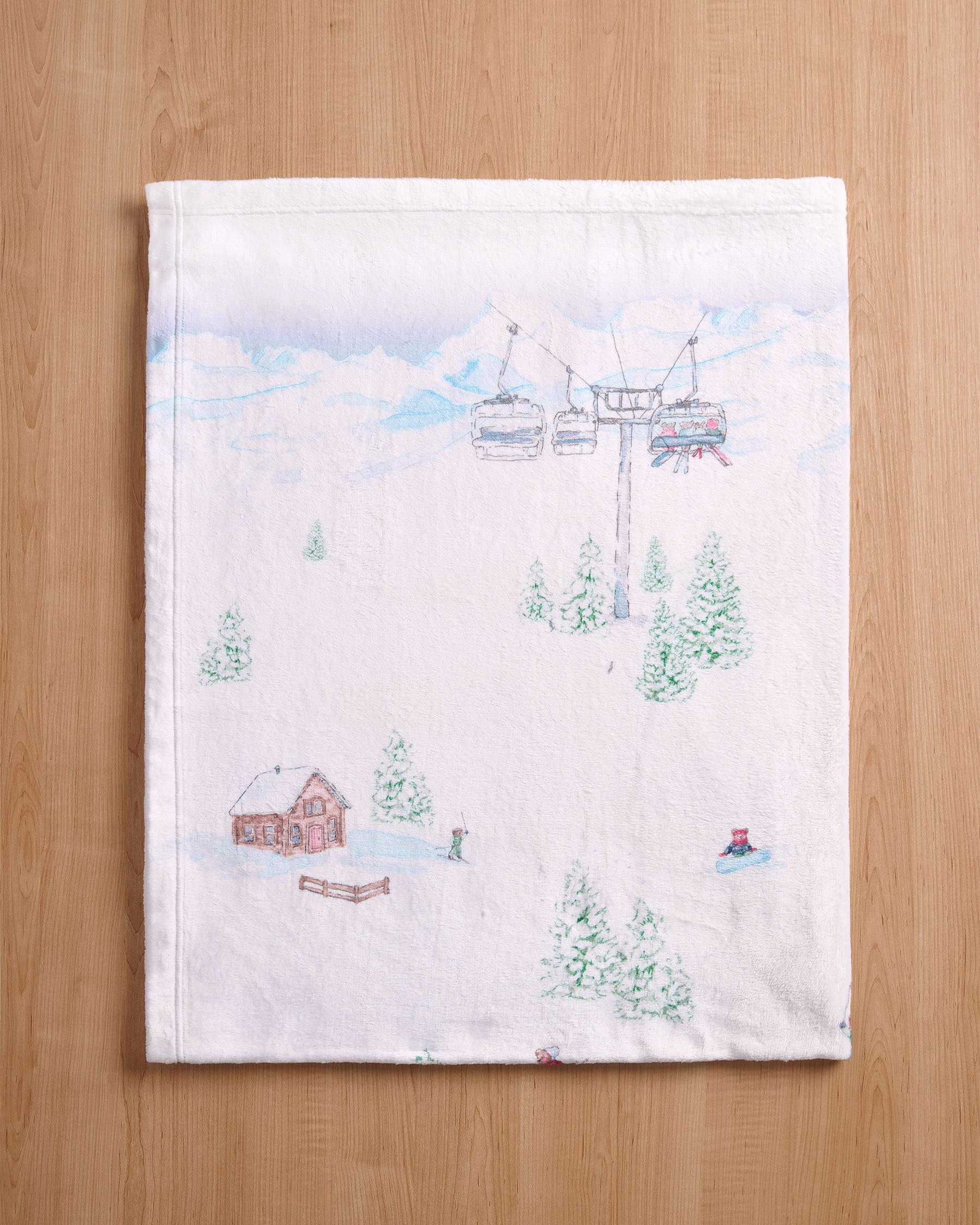 LA VIE EN ROSE Après-Ski Soft Plush Blanket White/Skiing Bears 40700441 - View4