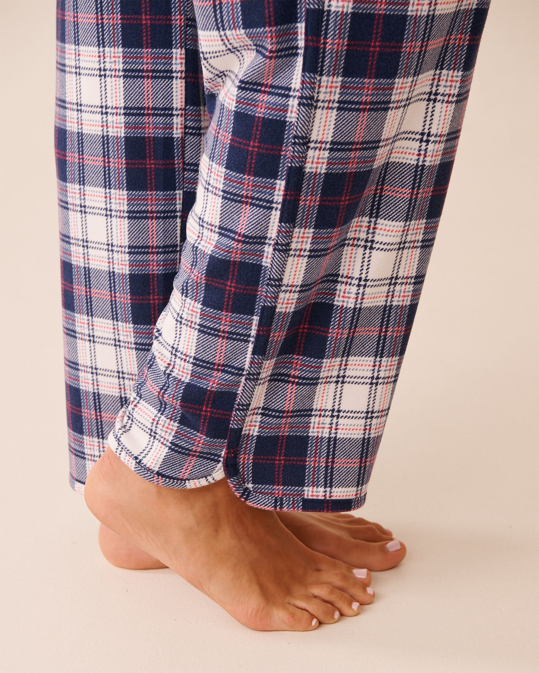 LA VIE EN ROSE Pantalon de pyjama en fibres recyclées carreaux bleus Carreaux bleus 40200785 - Voir3