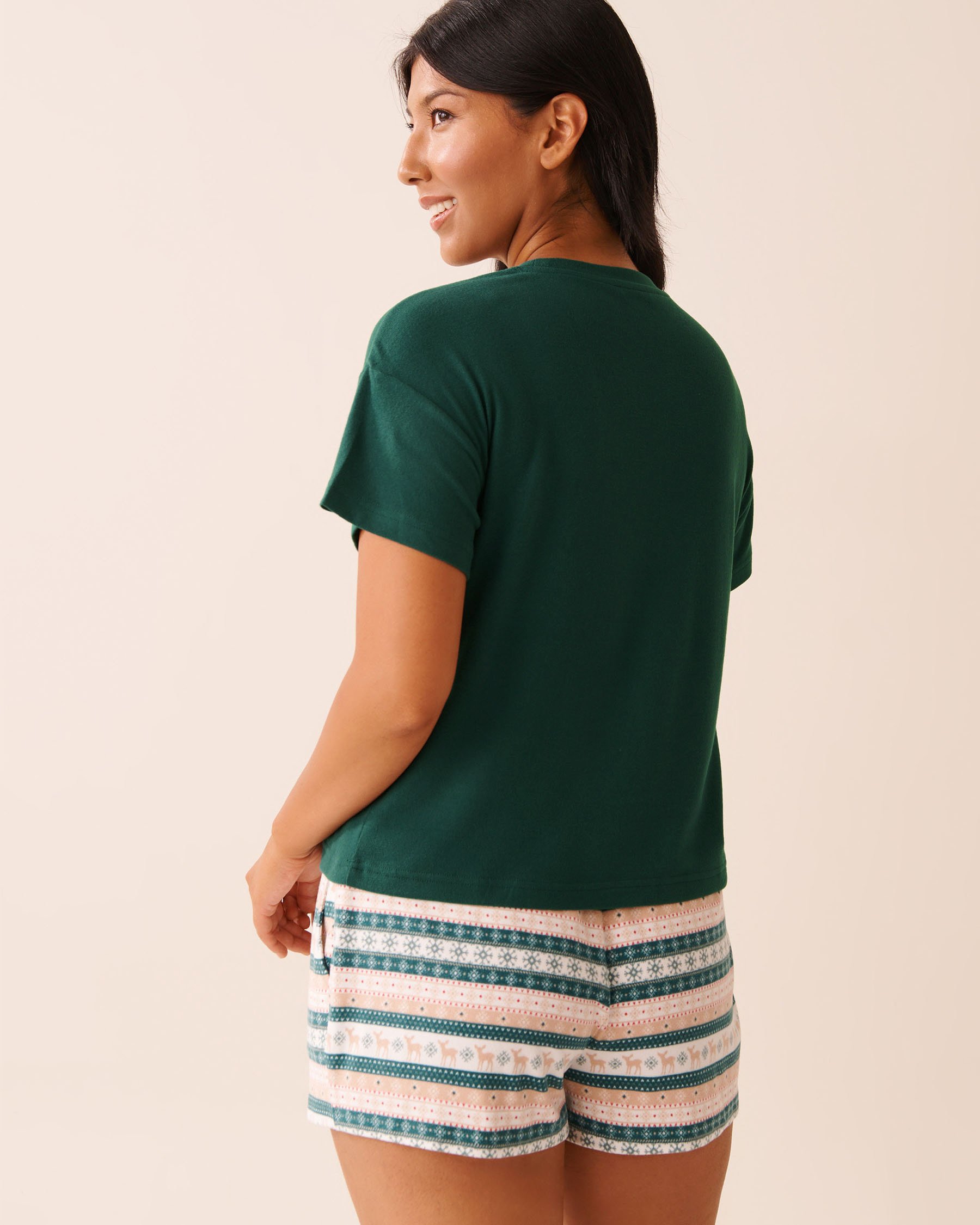 LA VIE EN ROSE Deer Print Recycled Fibers T-shirt Fir Green 40100794 - View2