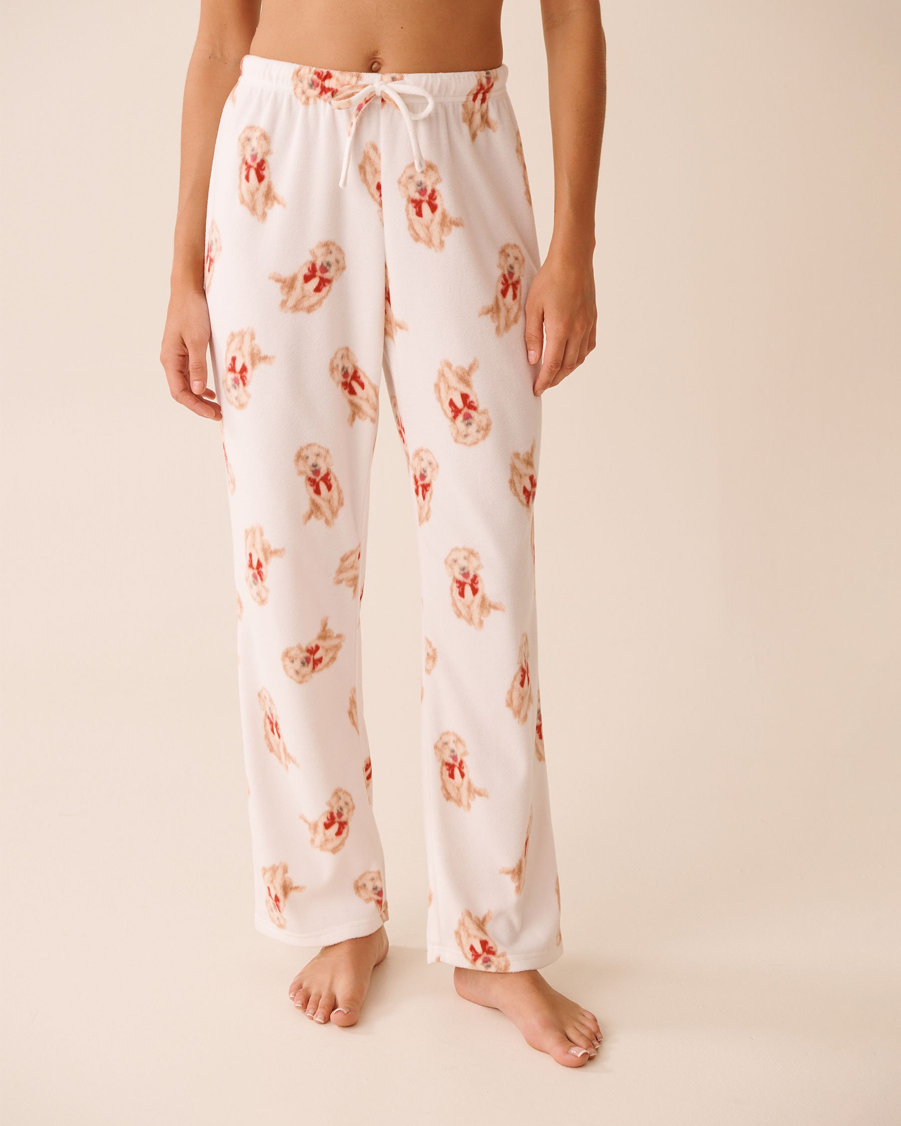 LA VIE EN ROSE Dog Print Microfleece PJ Set White/Dogs 40400090 - View4