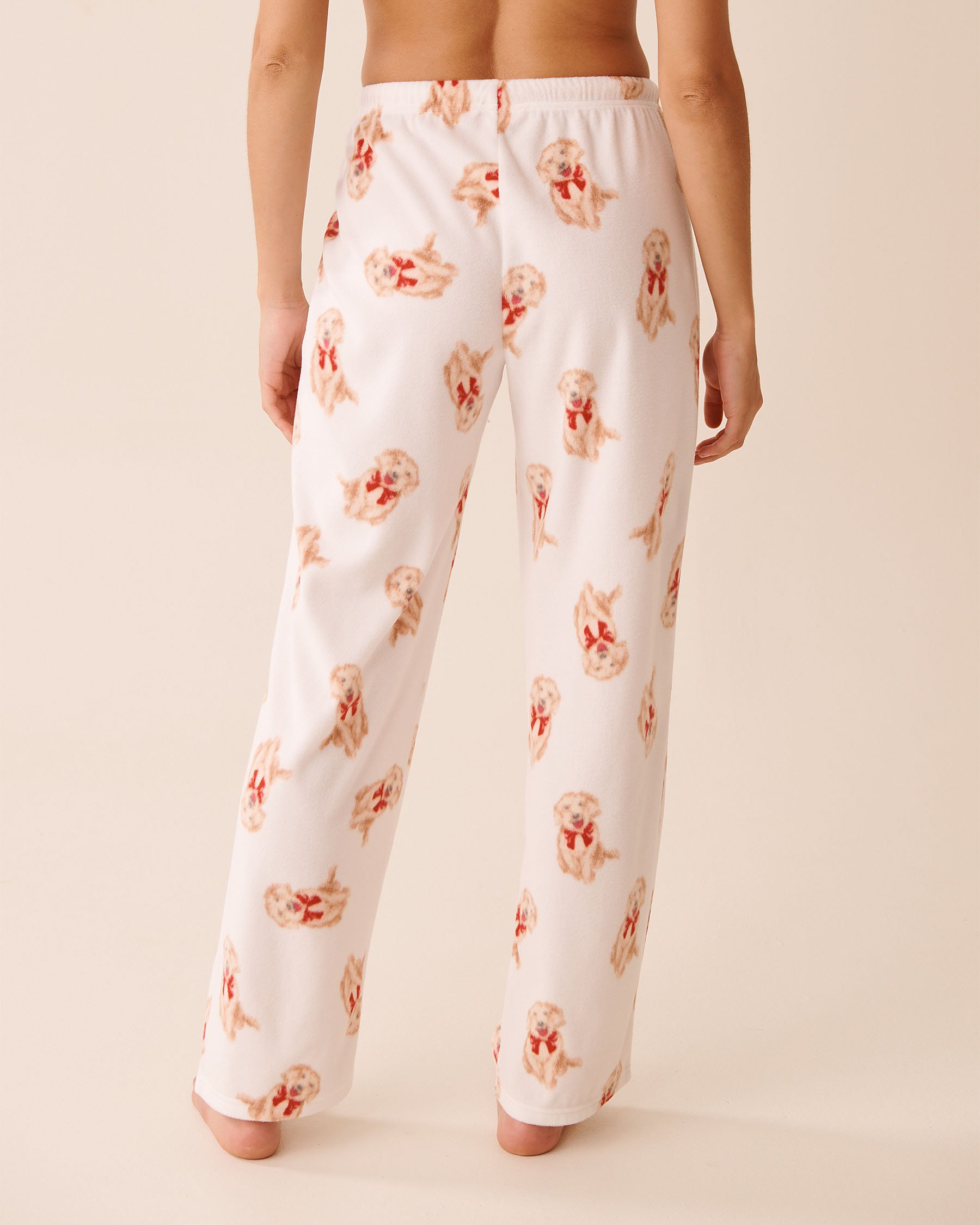 LA VIE EN ROSE Dog Print Microfleece PJ Set White/Dogs 40400090 - View5