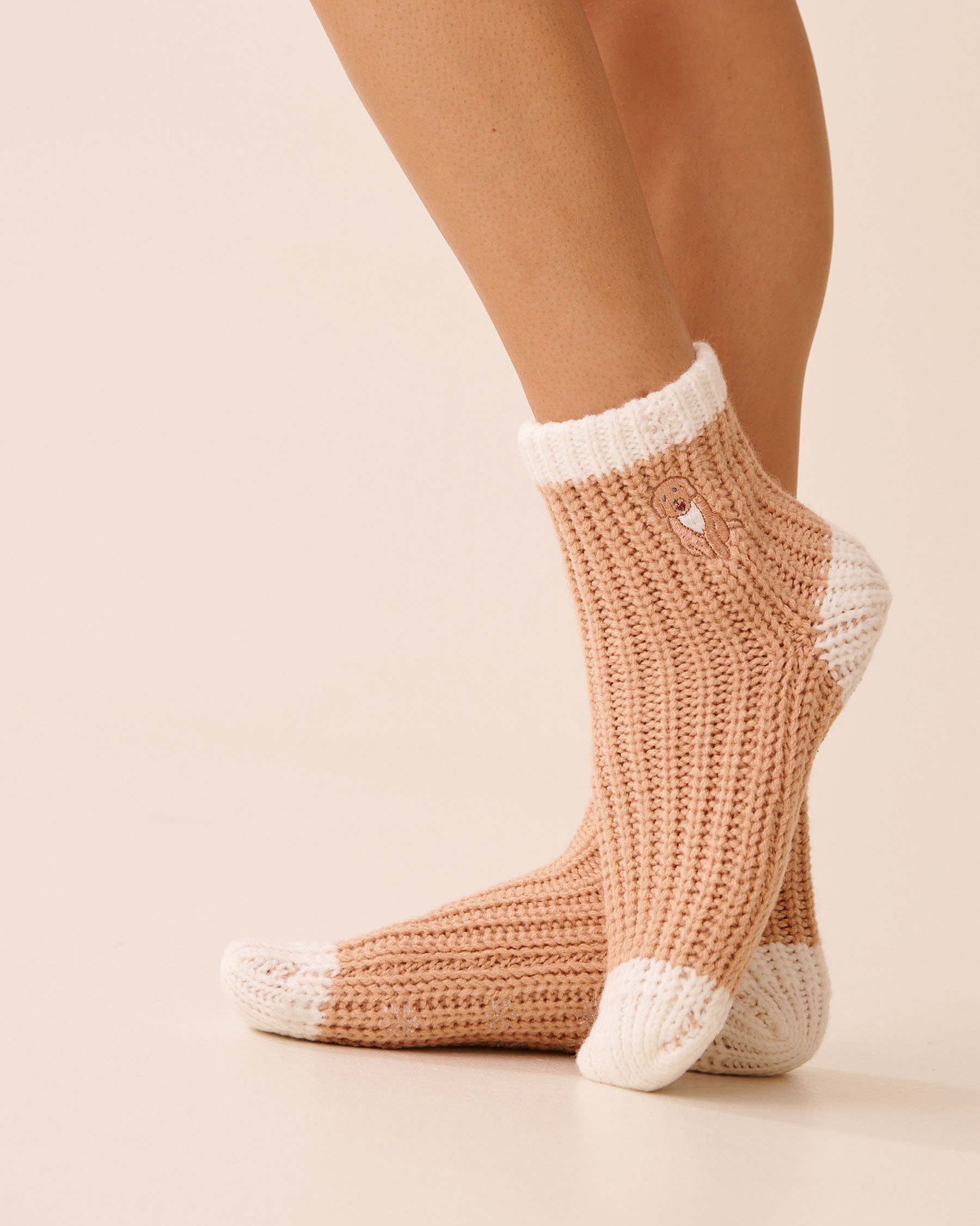 LA VIE EN ROSE Embroidered Dog Socks Light Brown/Dog 40700423 - View4