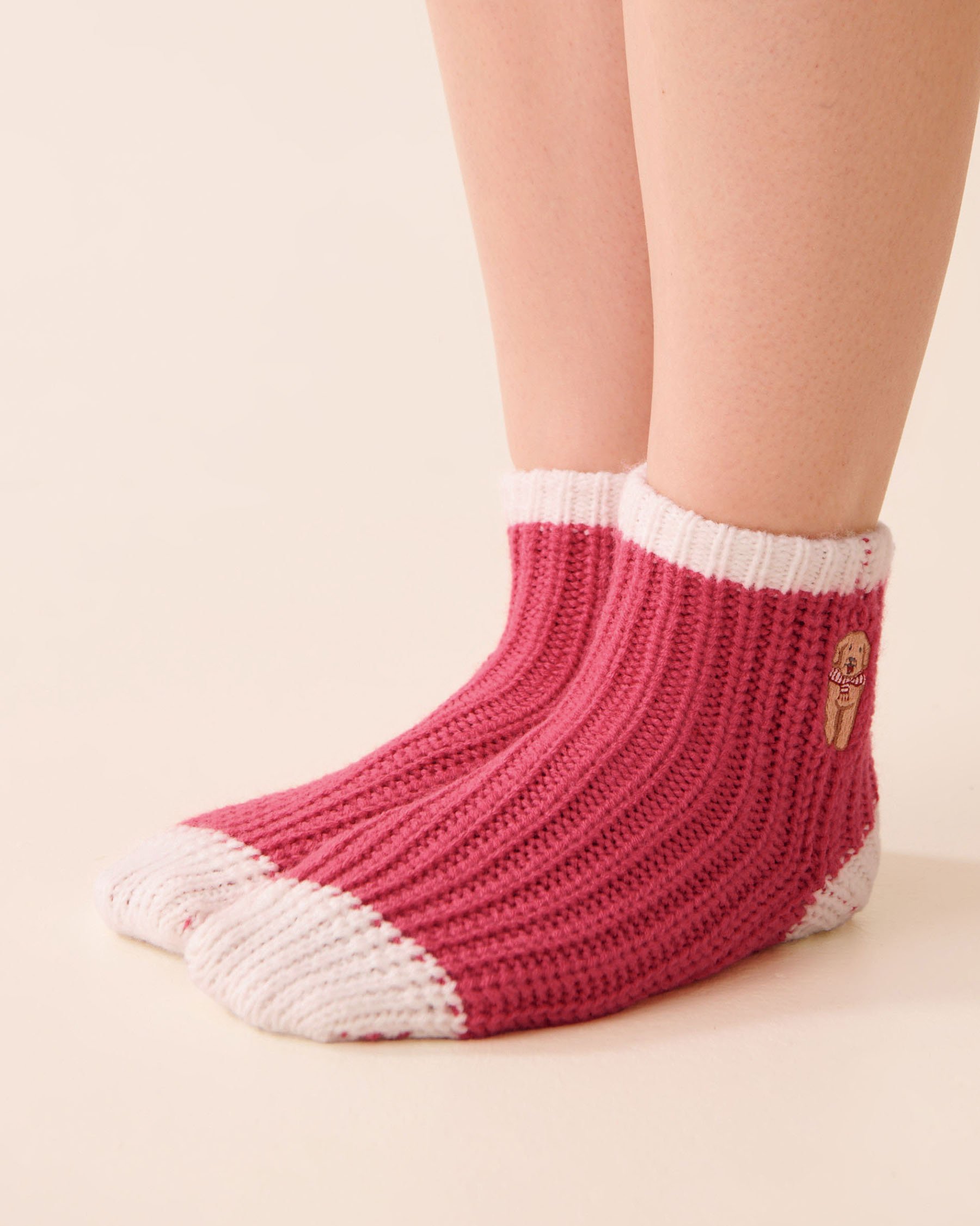 LA VIE EN ROSE Embroidered Dog Socks Red/Dog 40700423 - View2