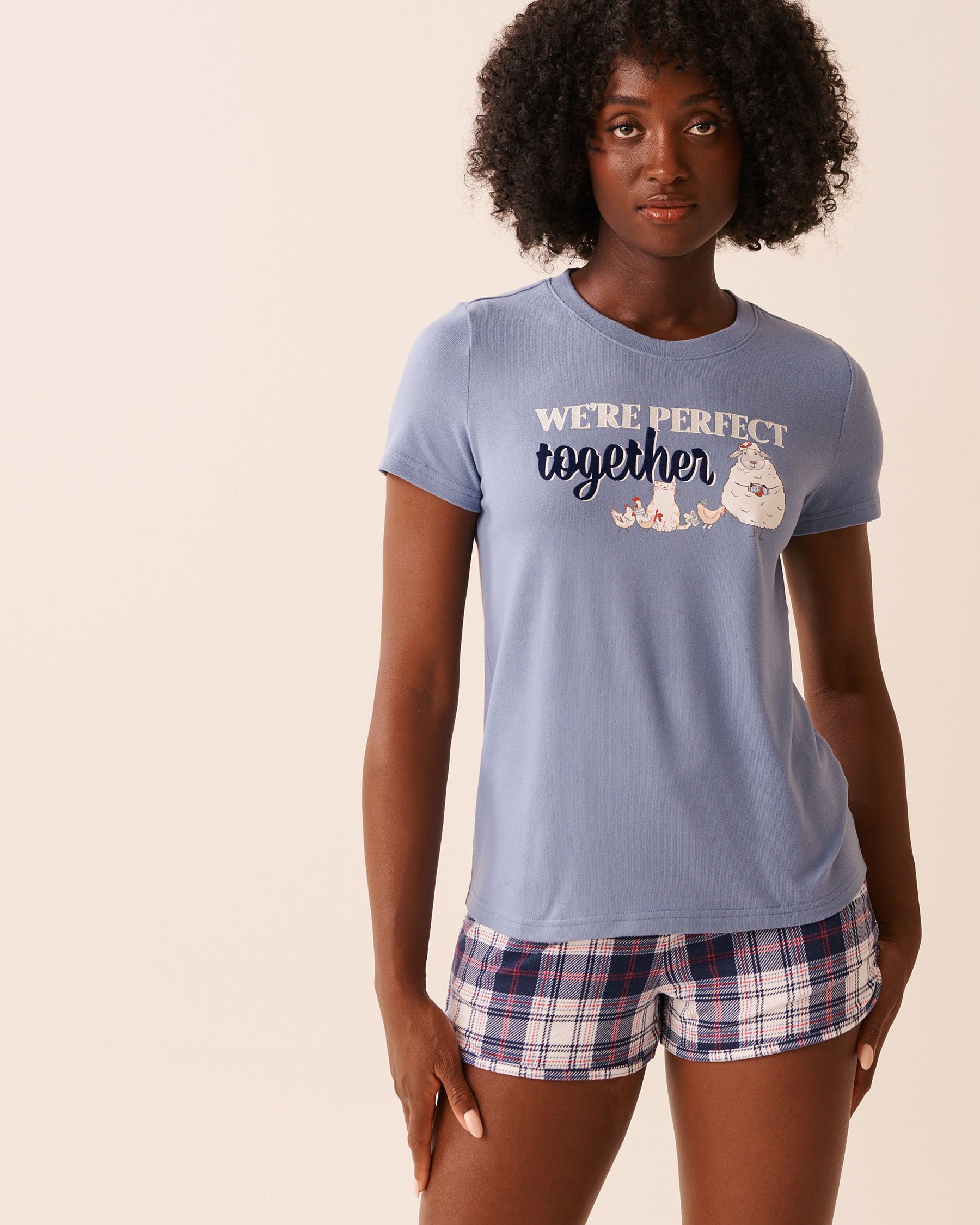 LA VIE EN ROSE Farm Friends Print Recycled Fibers T-shirt Cloudy Blue 40100797 - View1