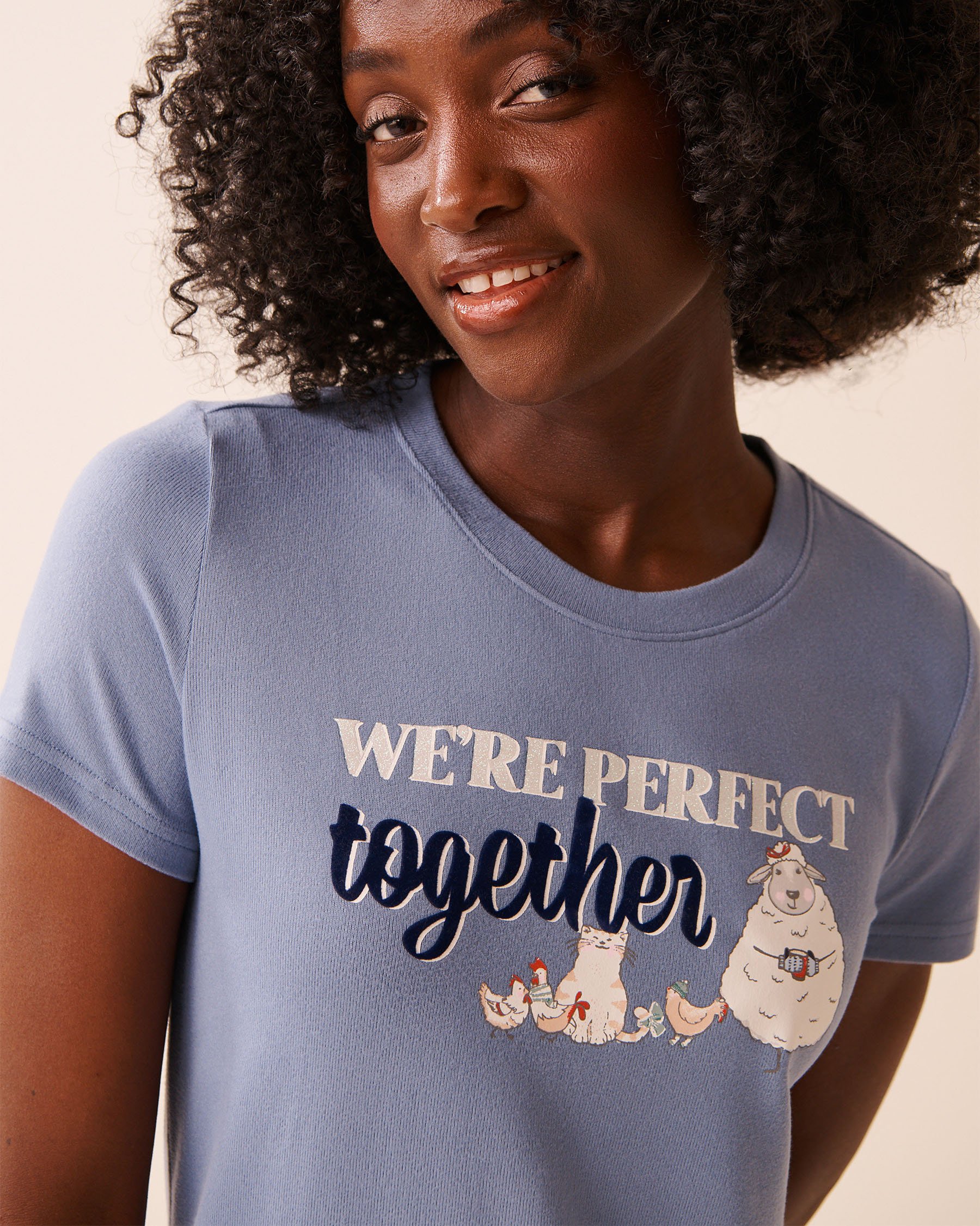 LA VIE EN ROSE T-shirt en fibres recyclées imprimé amis de la ferme Bleu nuageux 40100797 - Voir3