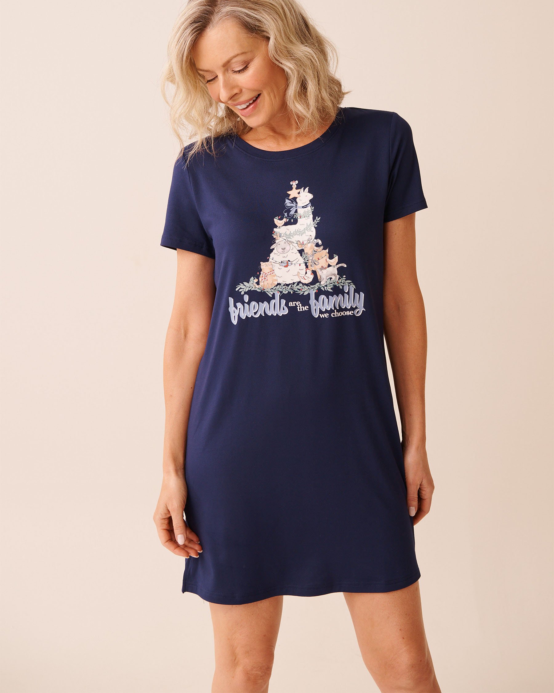 LA VIE EN ROSE Farm Friends Print Super Soft Sleepshirt Evening Blue 40500463 - View1