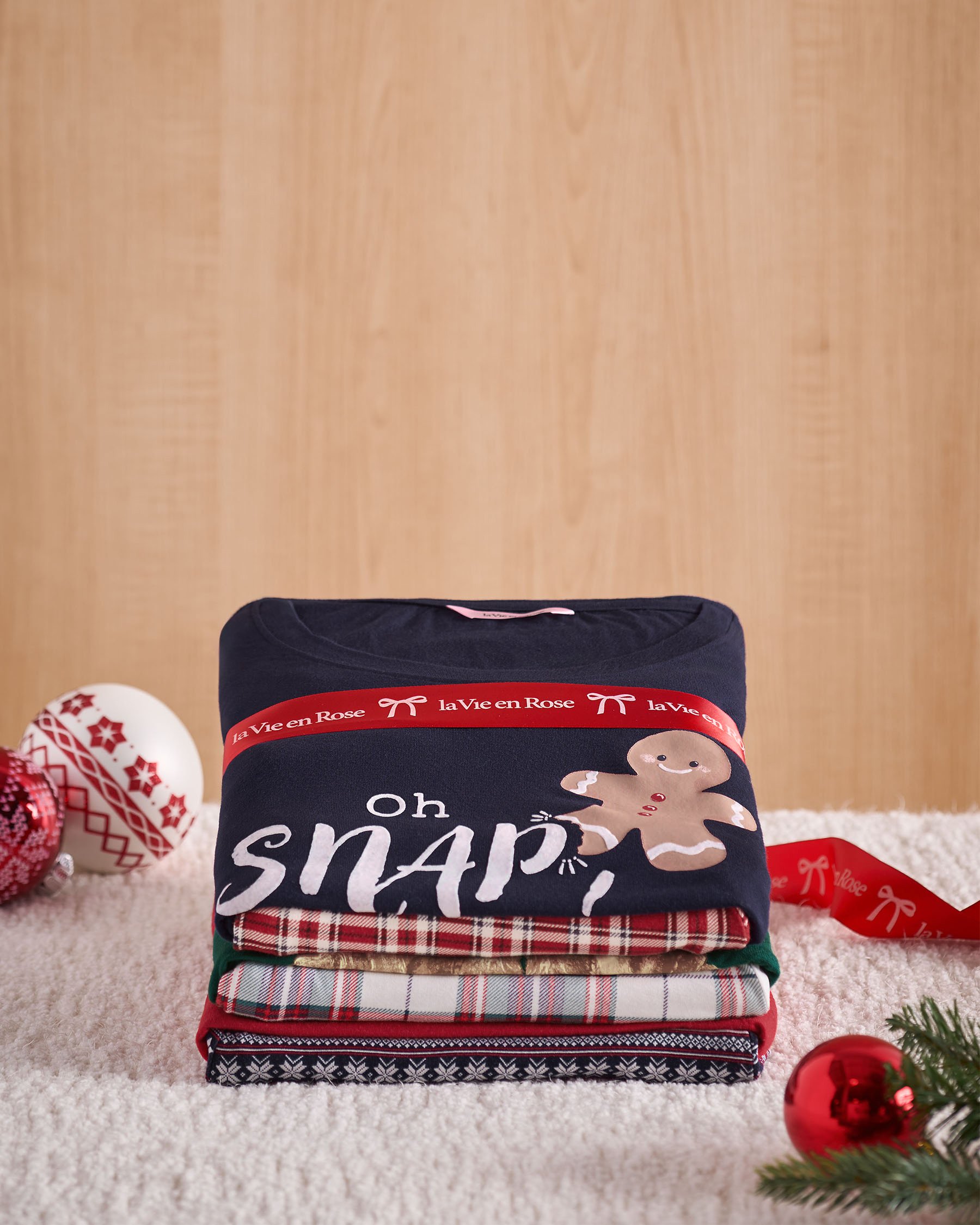 LA VIE EN ROSE Gingerbread Print Long Sleeve PJ Set Blue/Gingerbread 40400088 - View7