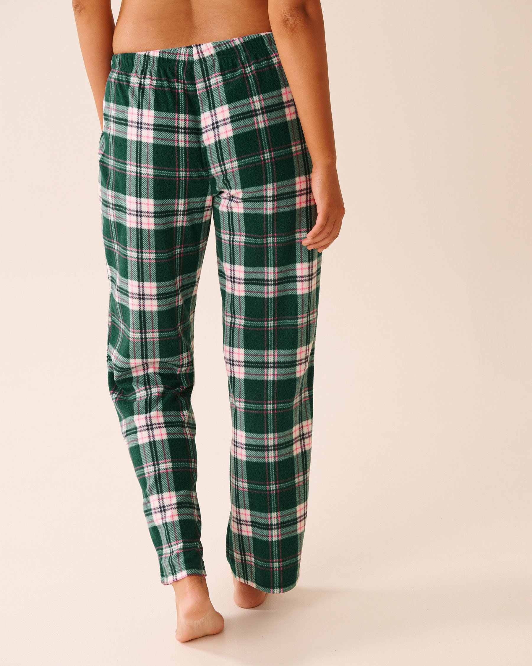 LA VIE EN ROSE Green Plaid Microfleece PJ Set Green Plaid 40400090 - View5
