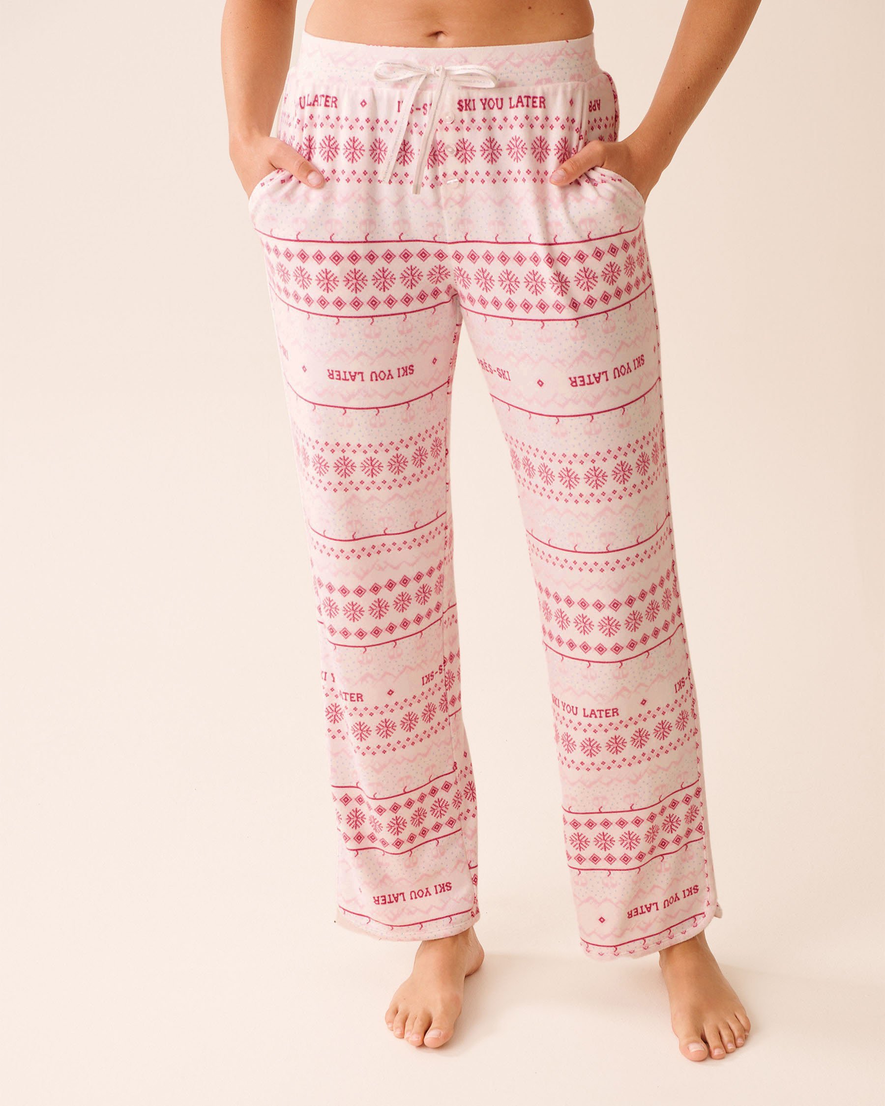 LA VIE EN ROSE Pink Fair Isle Print Recycled Fibers Pajama Pants Pink Fair Isle 40200782 - View1