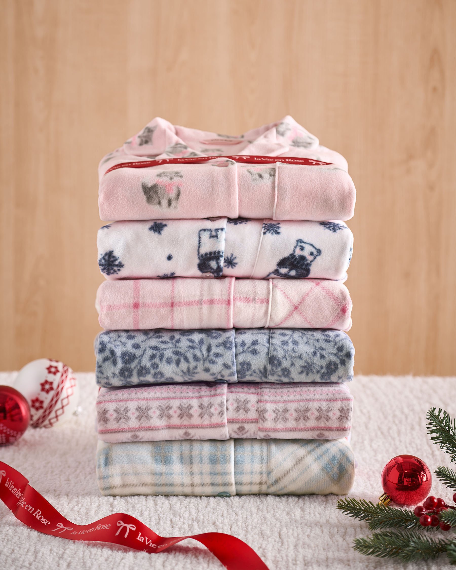 LA VIE EN ROSE Ensemble pyjama en polaire carreaux roses Carreaux roses clairs 40400090 - Voir7