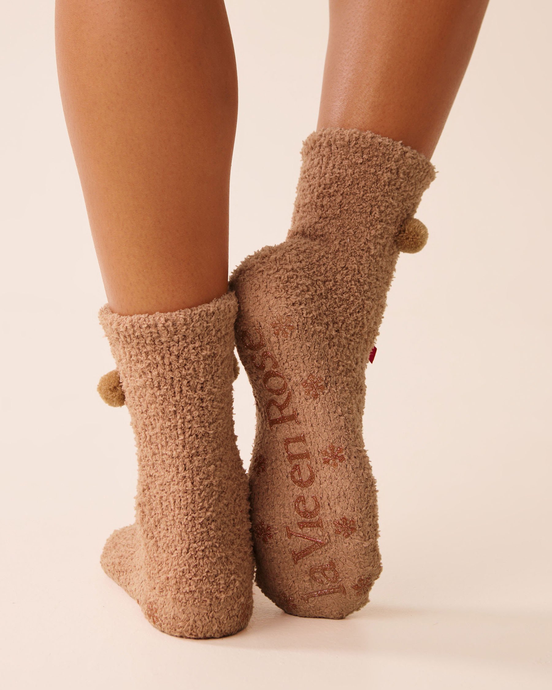 LA VIE EN ROSE Plush Dog Socks Light Brown/Dog 40700425 - View3