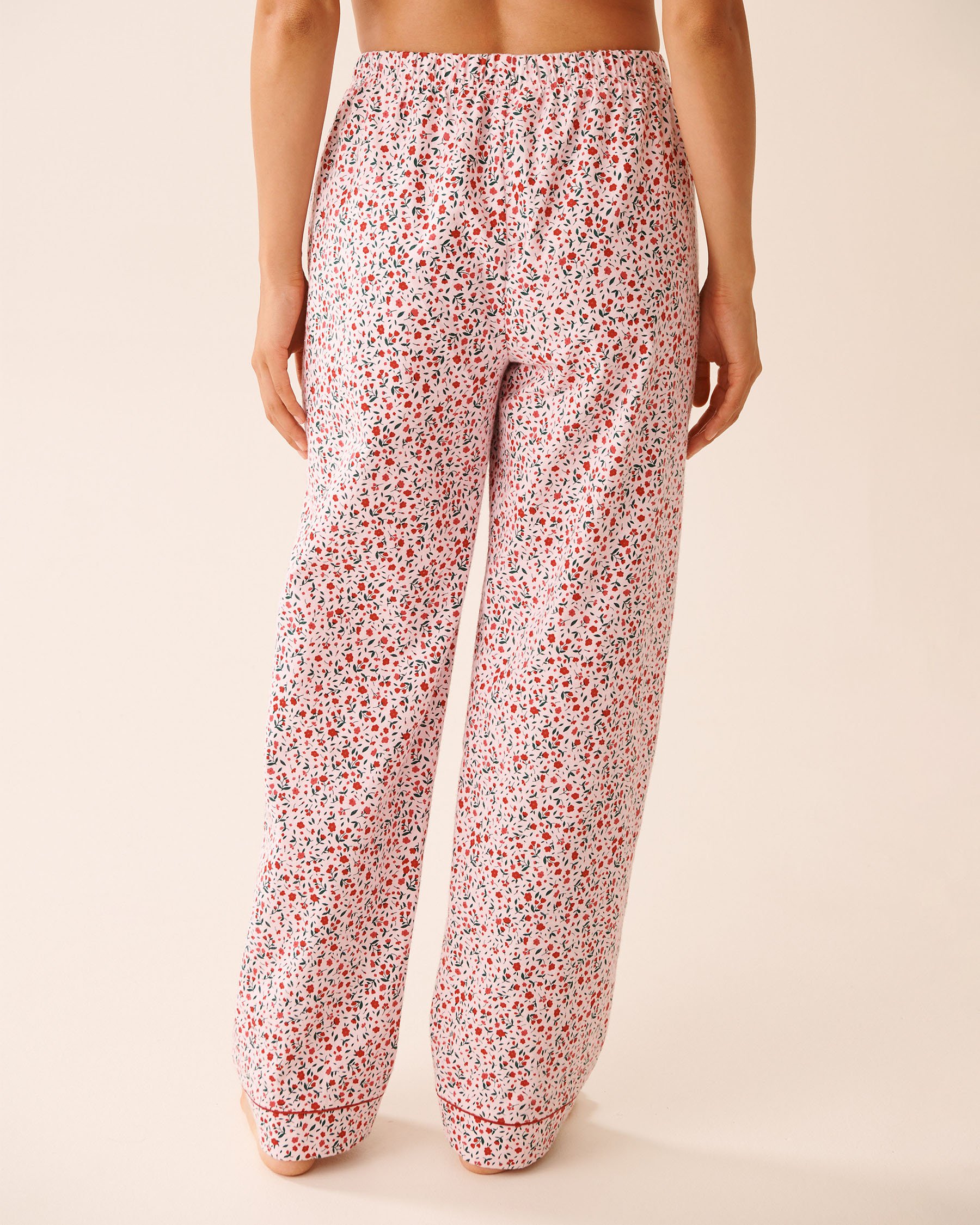 LA VIE EN ROSE Red Floral Print Flannel PJ Set Red Floral 40400089 - View5