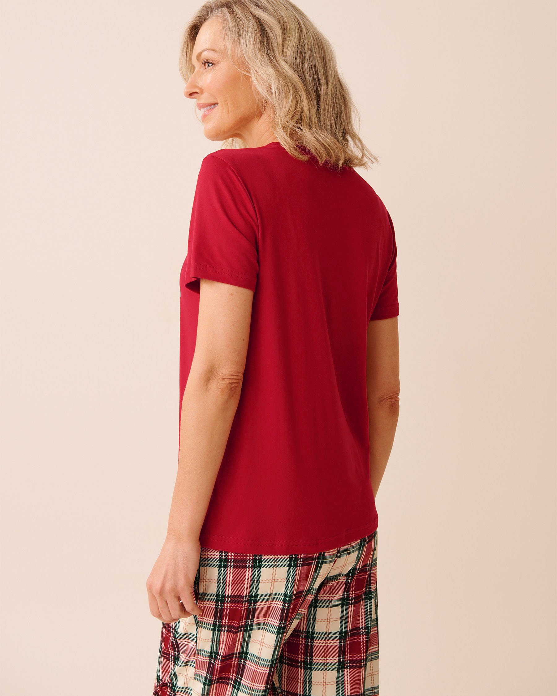 LA VIE EN ROSE Teddy Bear Print Super Soft T-shirt Red/Teddy Bears 40100808 - View2