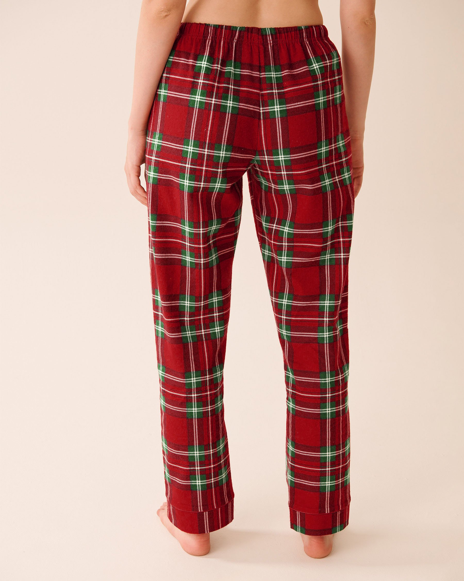LA VIE EN ROSE Red Plaid Flannel PJ Set Red & Green Plaid 40400089 - View5