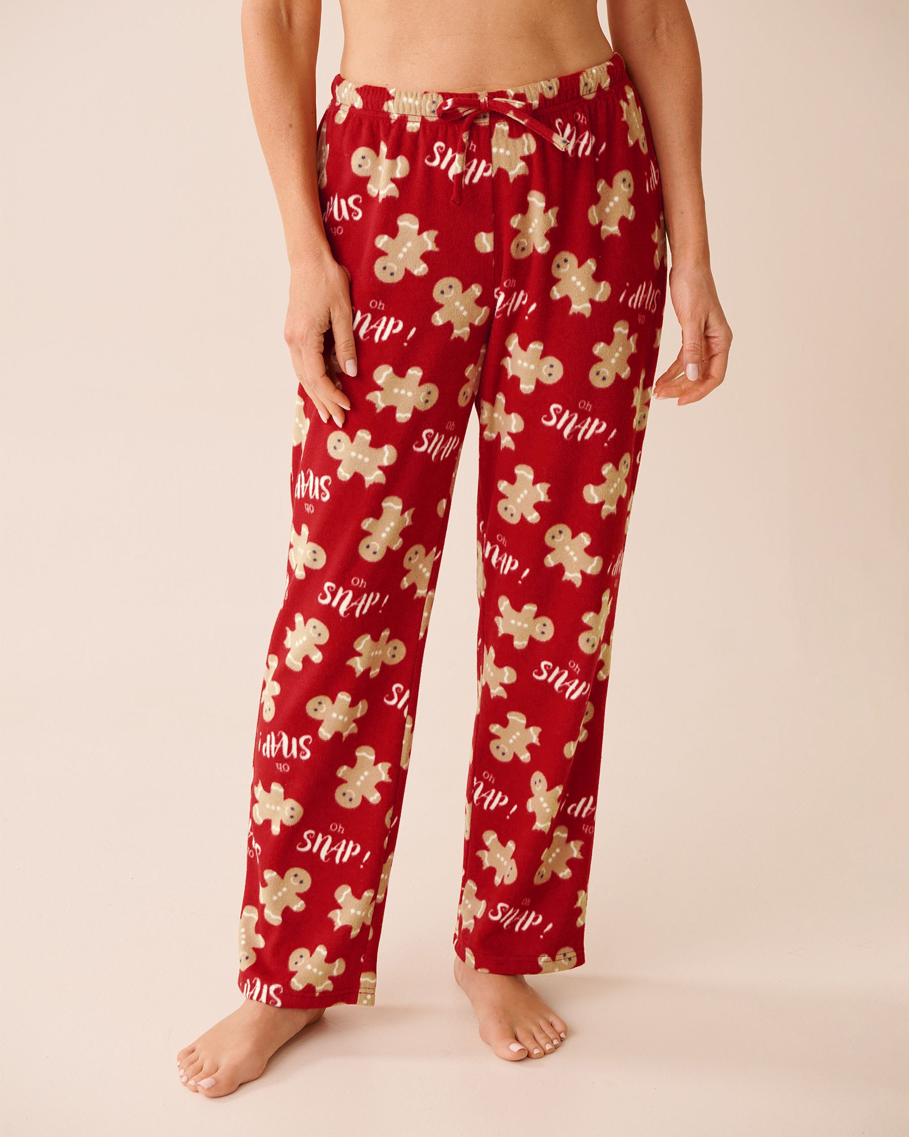 LA VIE EN ROSE Gingerbread Print Microfleece PJ Set Red/Gingerbread 40400090 - View4