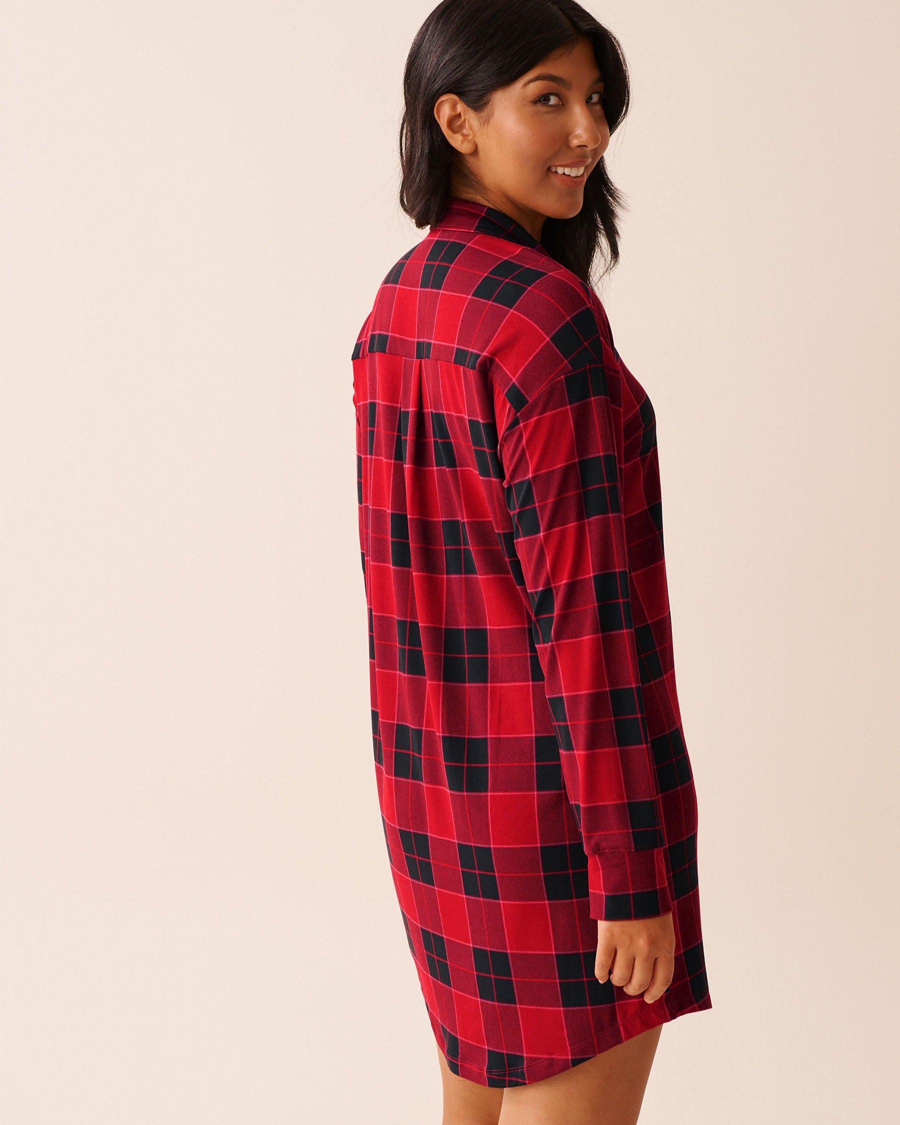 LA VIE EN ROSE Buffalo Plaid Super Soft Button-down Sleepshirt Buffalo Plaid 40500461 - View2