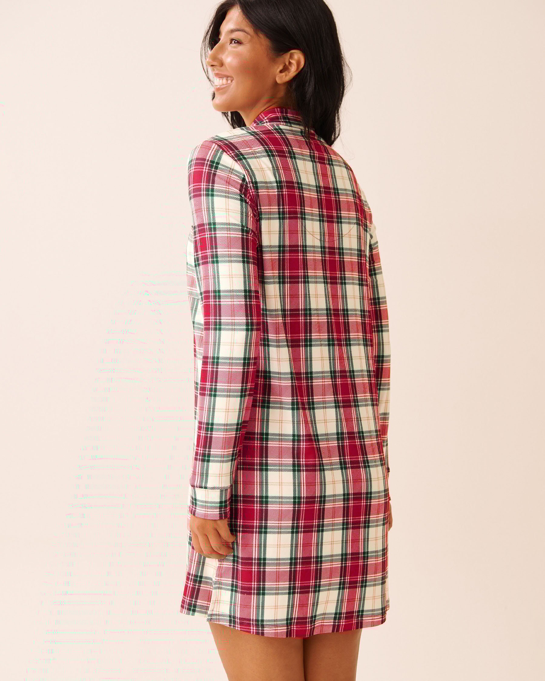LA VIE EN ROSE Red Plaid Super Soft Button-down Sleepshirt Red Plaid 40500465 - View2