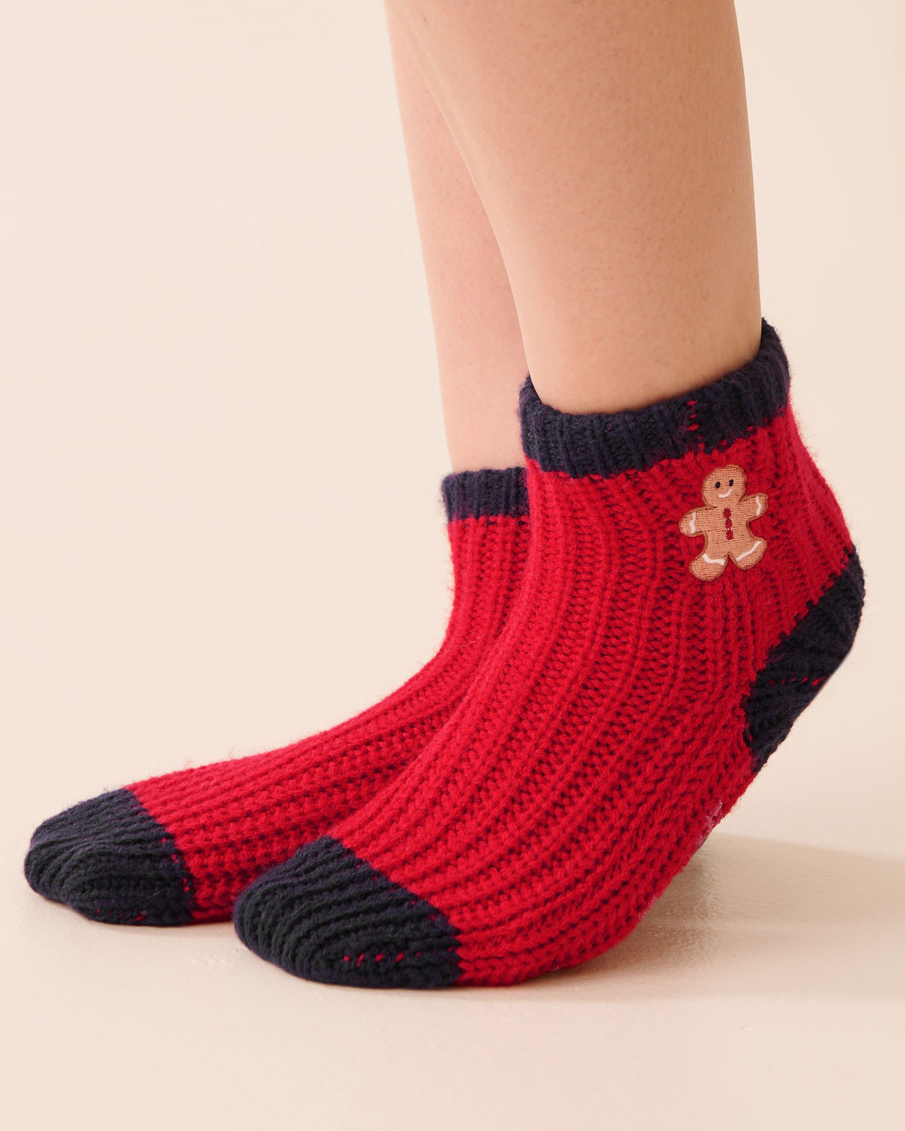 LA VIE EN ROSE Embroidered Gingerbread Socks Red/Gingerbread 40700423 - View2