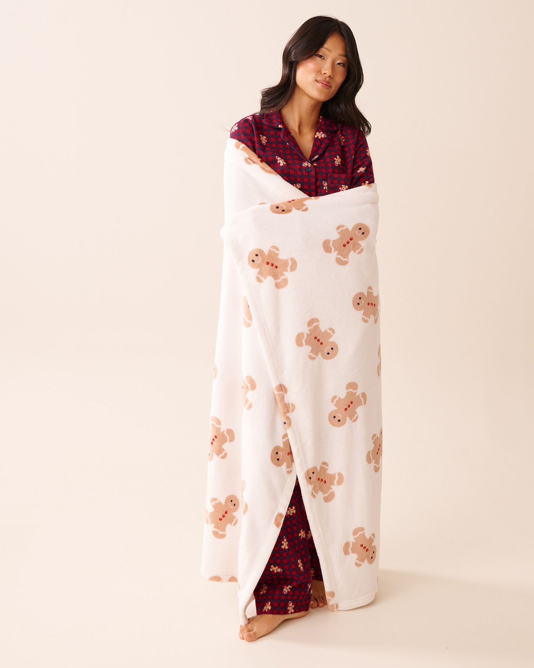 LA VIE EN ROSE Gingerbread Soft Plush Blanket White/Gingerbread 40700441 - View2